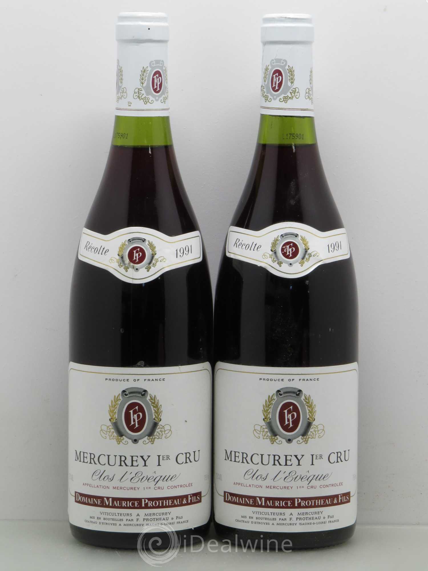 Mercurey 1er Cru Clos L'Eveque Maurice Protheau & Fils (sans prix de réserve) 1991 - Lot de 5 bouteilles - 2