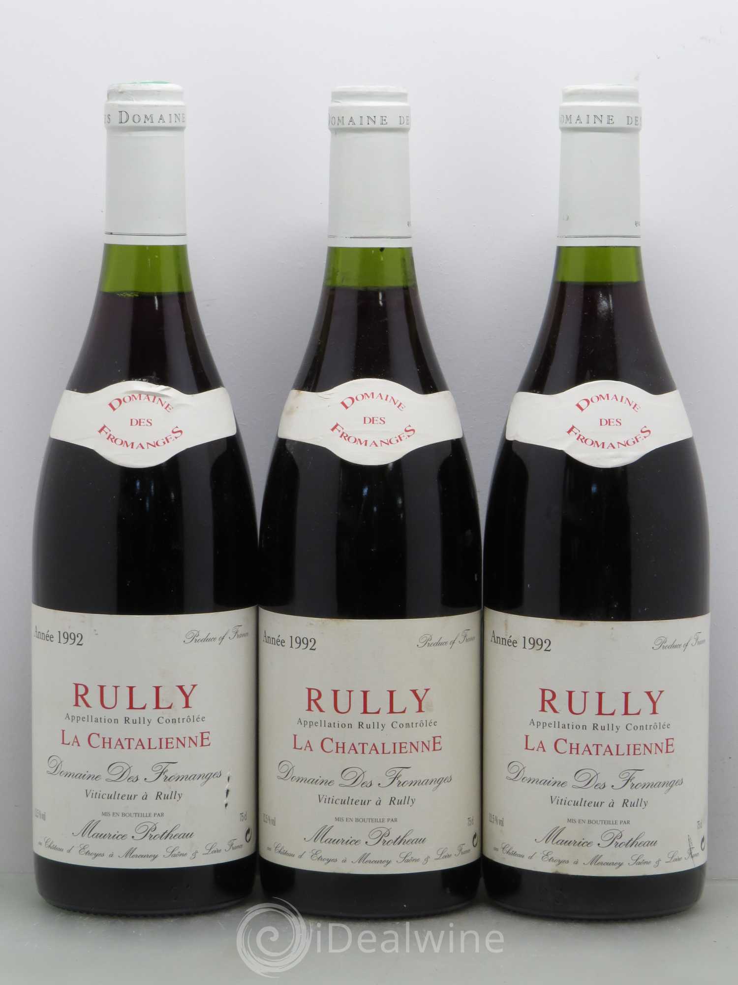 Rully Les Fromanges - La chatelienne Maurice Protheau (sans prix de réserve) 1992 - Lot de 3 bouteilles - 0
