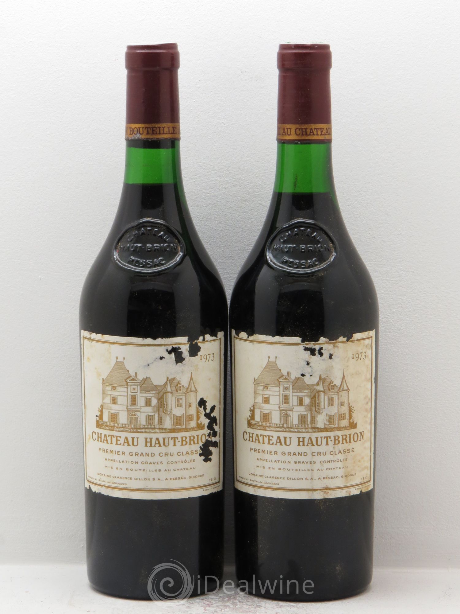 Château Haut Brion 1er Grand Cru Classé Capsule négoce Bonnet 1973 - Lot de 2 bouteilles - 0