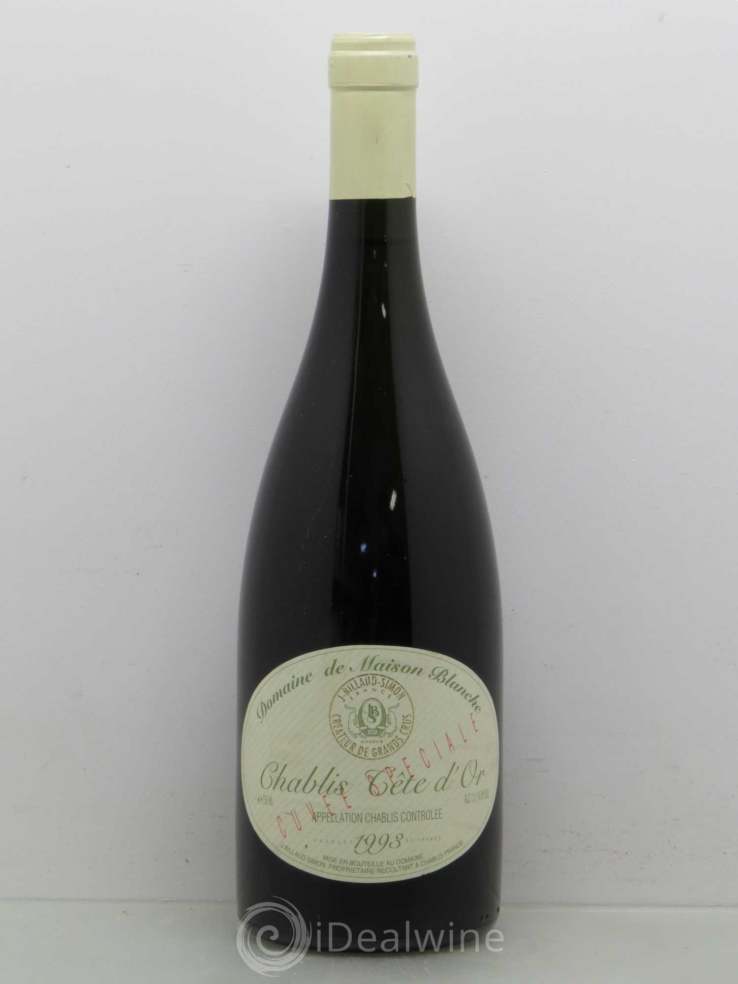 Chablis Tete D'Or Domaine De La Maison Blanche J. Billaud Simon Cuvée Spéciale 1993 - Posten von 1 Flasche - 0