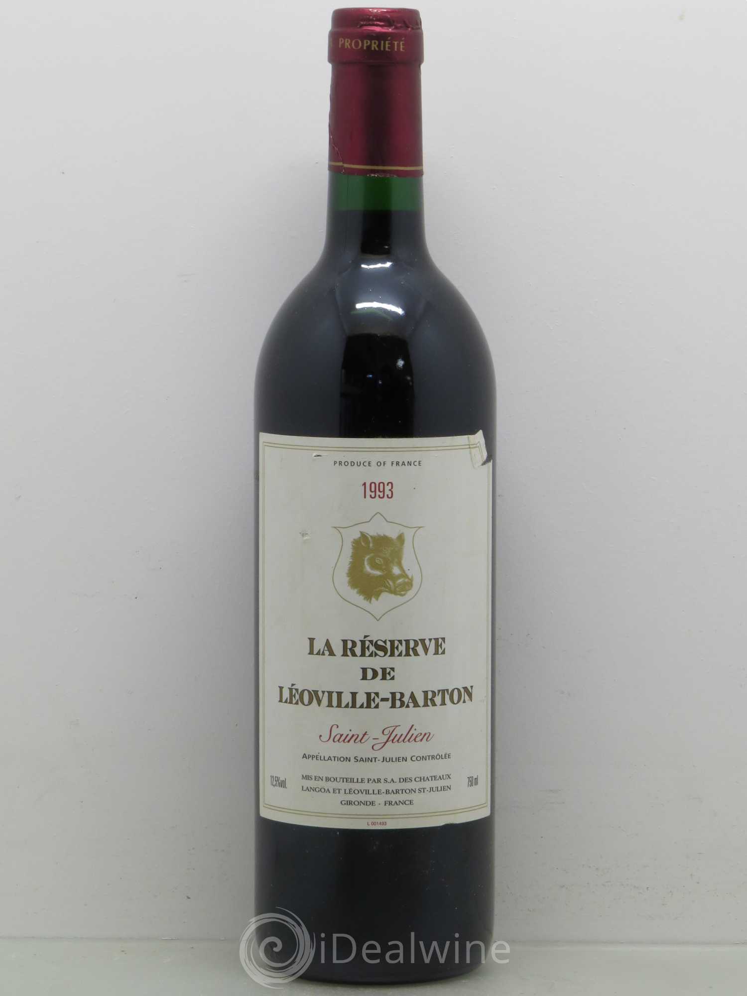 Saint-Julien La Réserve de Leoville Barton 1993 - Posten von 1 Flasche - 0