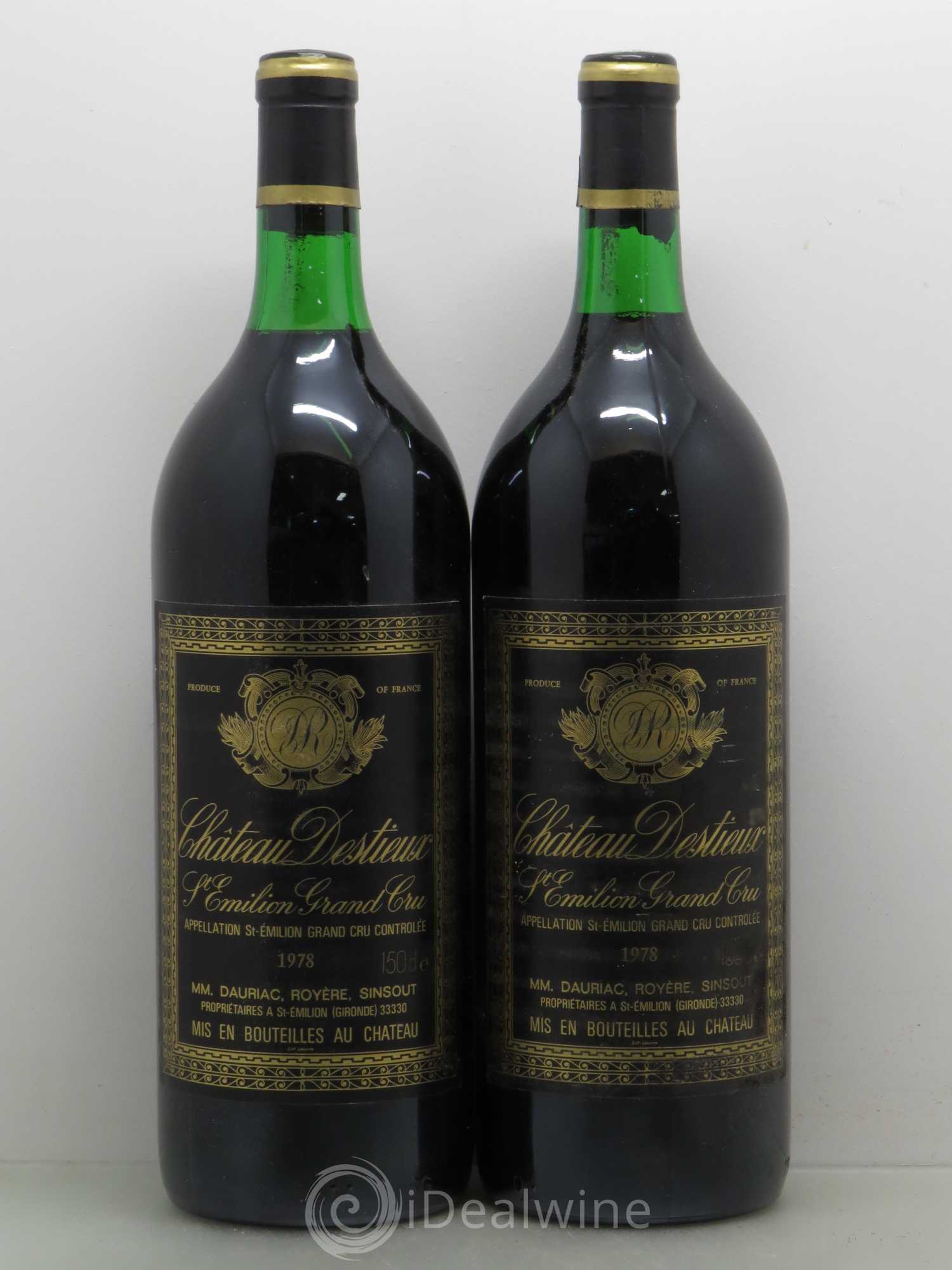 Château Destieux Grand Cru Classé 1978 - Lot de 2 magnums - 0