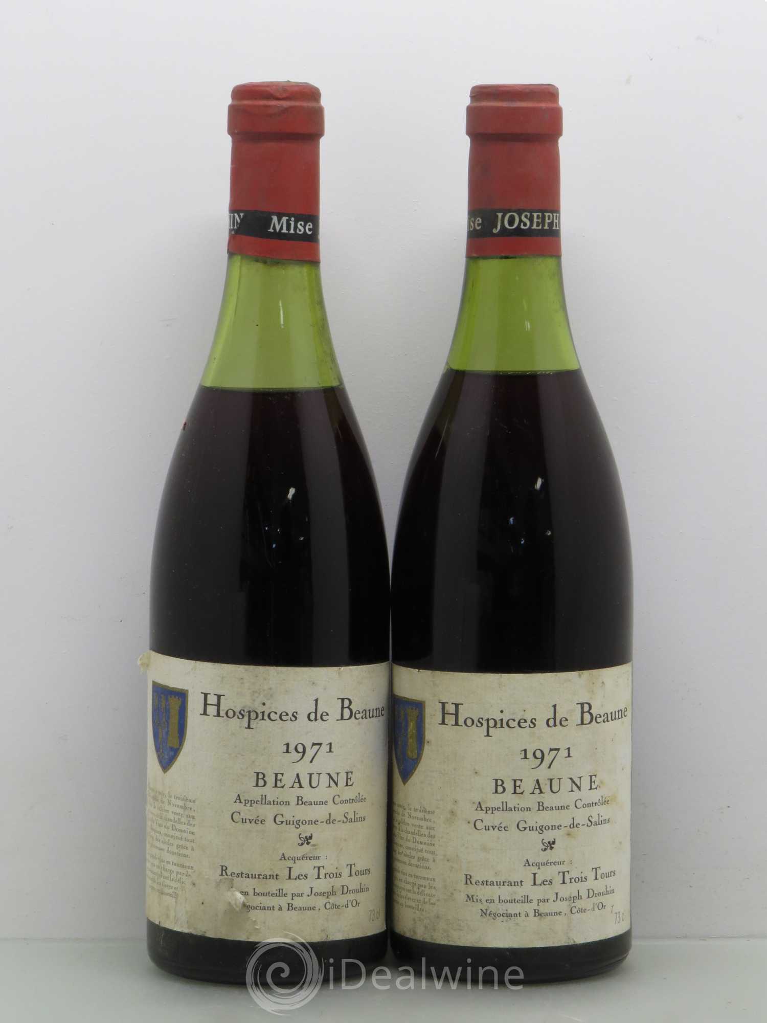 Beaune Cuvée Guigogne de Salins Hospices de Beaune Drouhin 1971 - Posten von 2 Flaschen - 0
