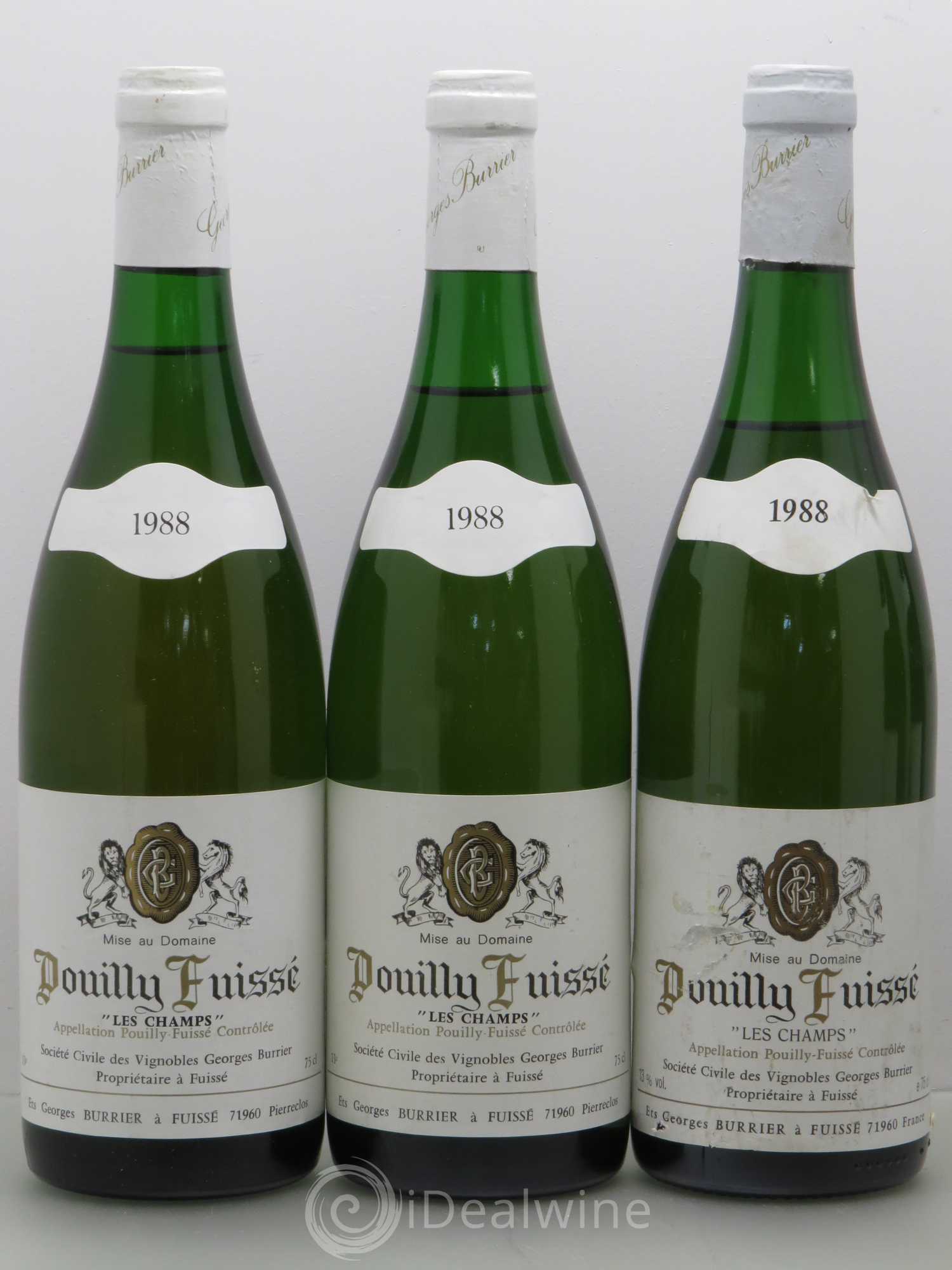 Pouilly-Fuissé Georges Burrier Les Champs (sans prix de réserve) 1988 - Lot de 5 bouteilles - 1