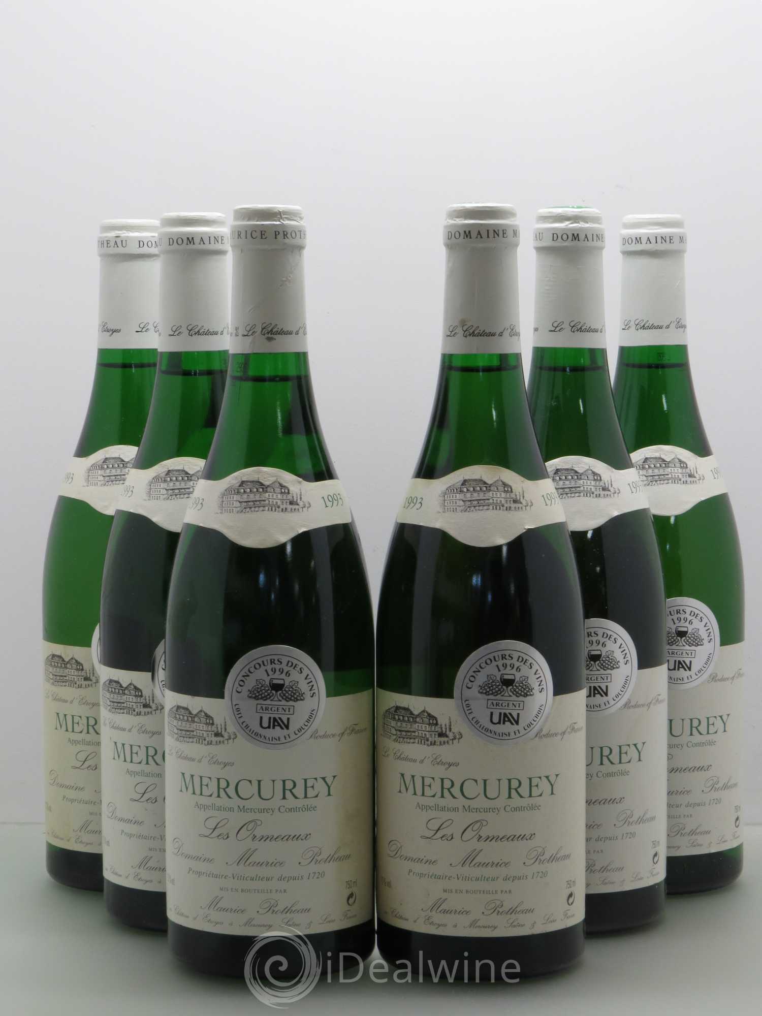 Mercurey Les Ormeaux Maurice Protheau (sans prix de réserve) 1993 - Posten von 6 Flaschen - 0