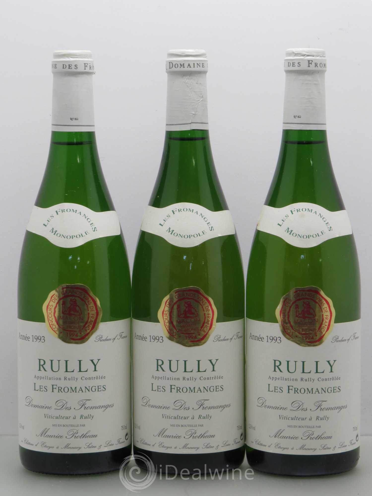 Rully Les Fromanges - Maurice Protheau et Fils (sans prix de réserve) 1993 - Posten von 3 Flaschen - 0