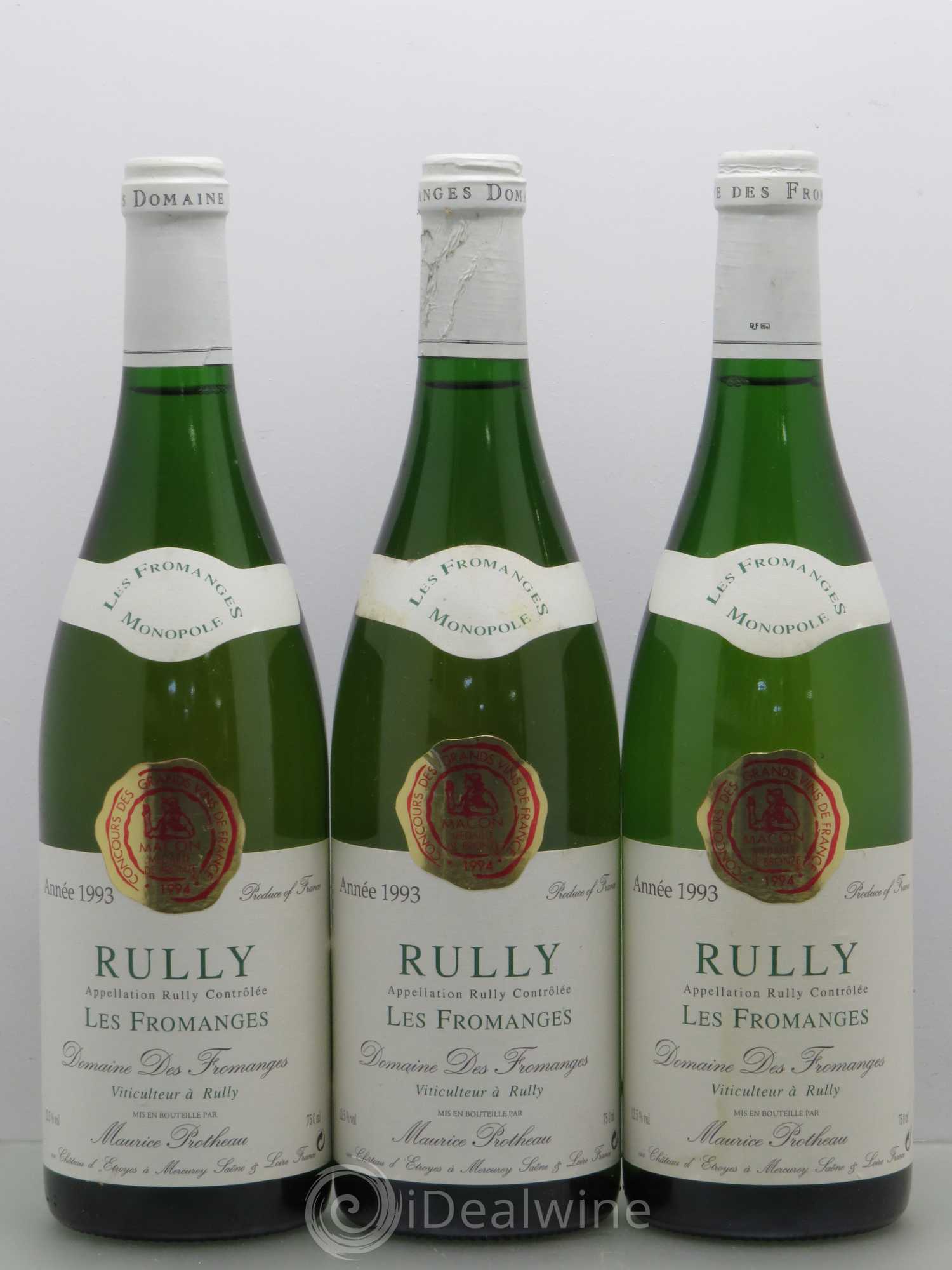 Rully Les Fromanges - Maurice Protheau et Fils (sans prix de réserve) 1993 - Lotto di 3 bottiglie - 0