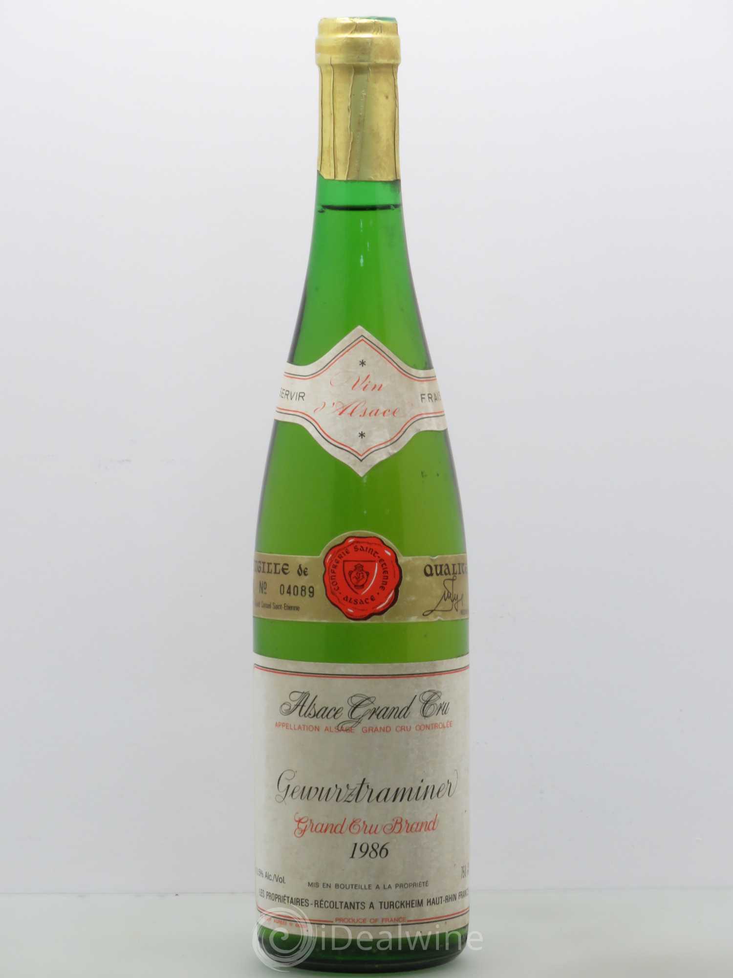Gewurztraminer Brand - Les Propriétaires Récoltants à Turckheim 1986 - Posten von 1 Flasche - 0
