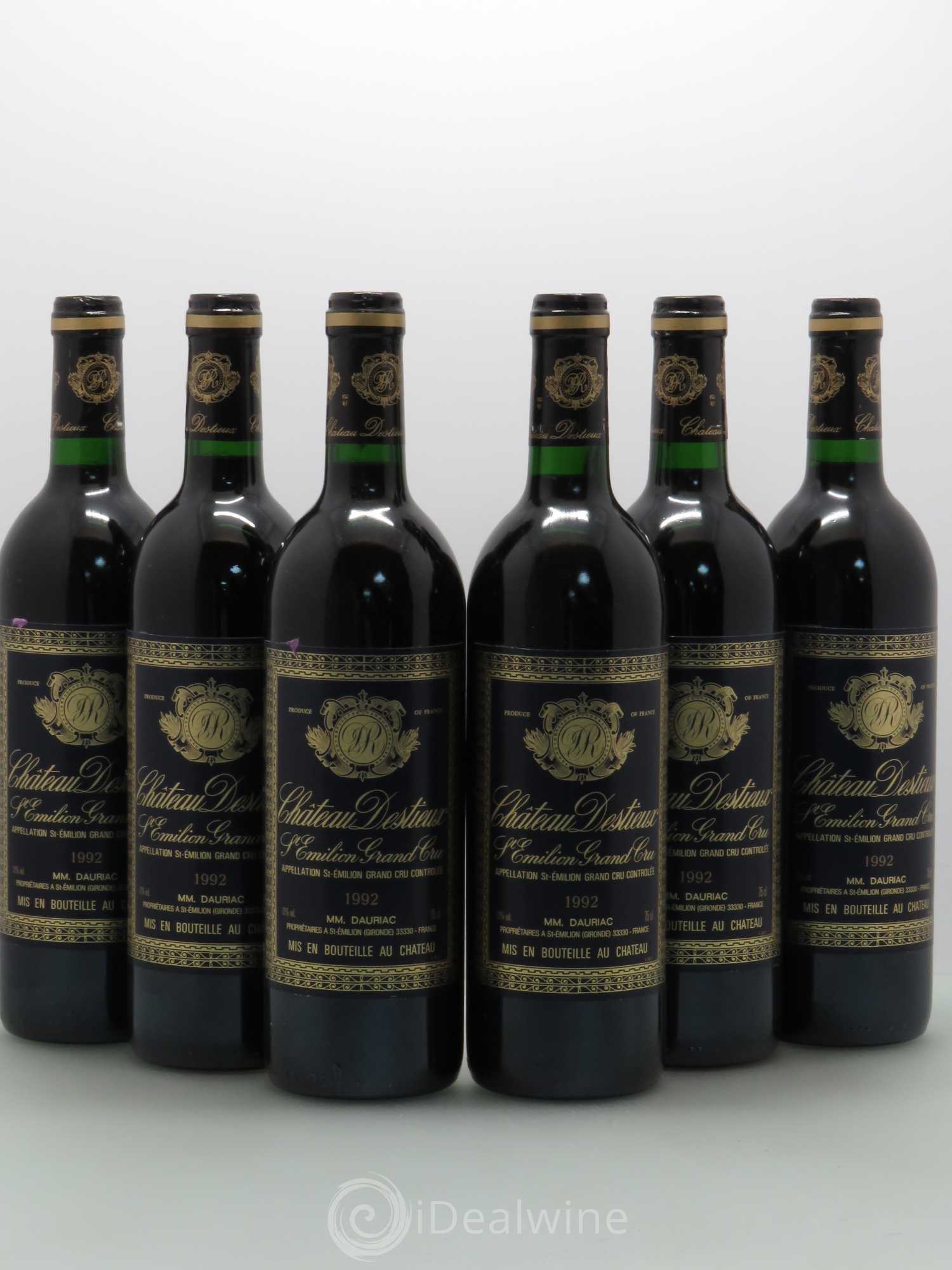 Château Destieux Grand Cru Classé 1992 - Lot de 6 bouteilles - 0