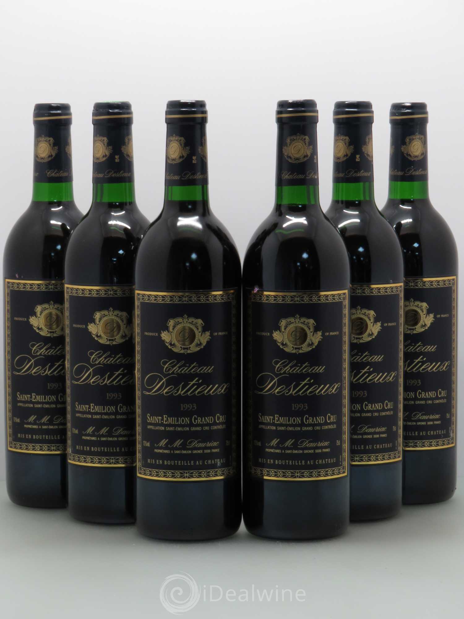 Château Destieux Grand Cru Classé 1993 - Lot de 6 bouteilles - 0