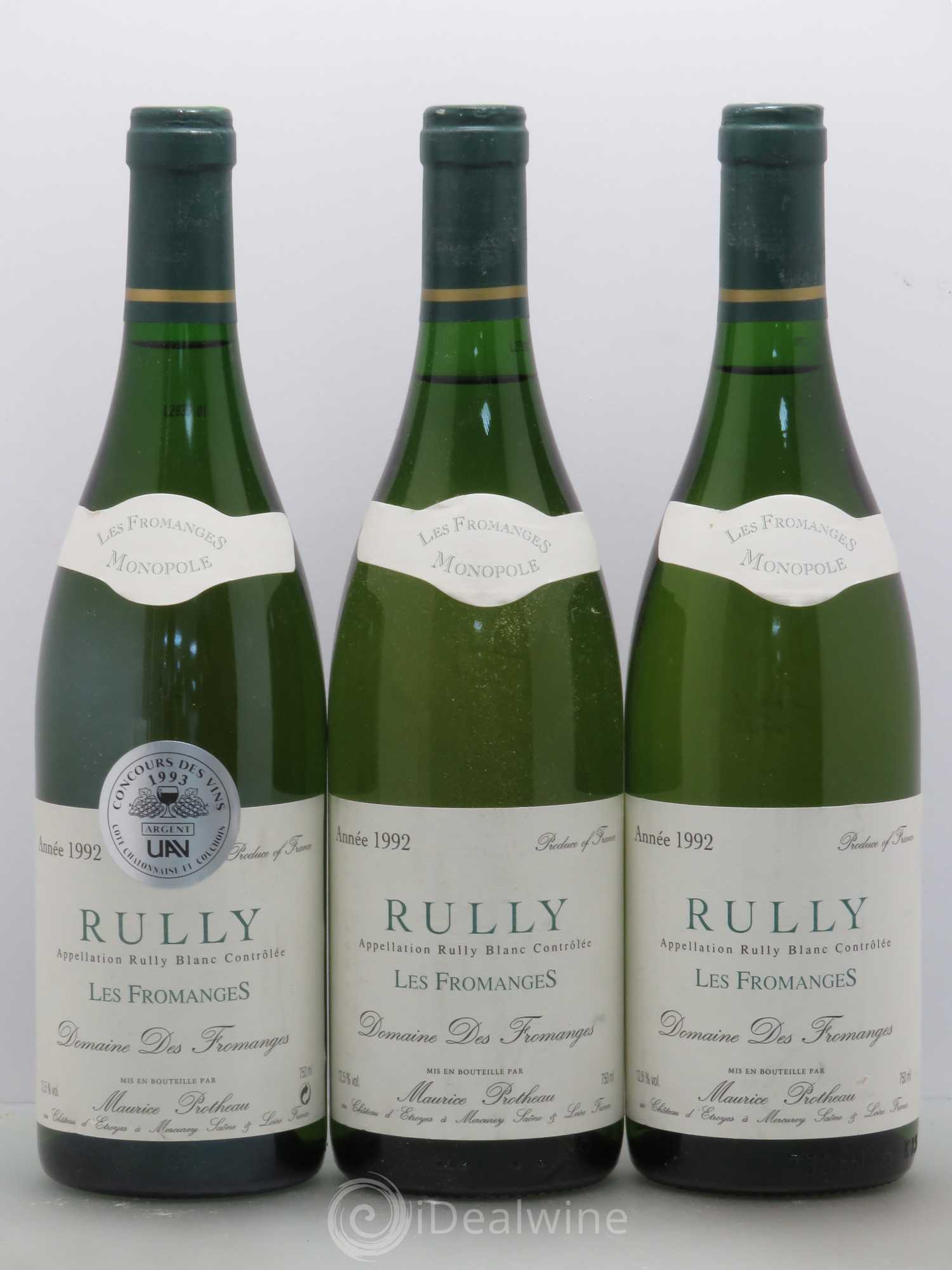 Rully Les Fromanges Maurice Protheau & Fils 1992 - Posten von 3 Flaschen - 0