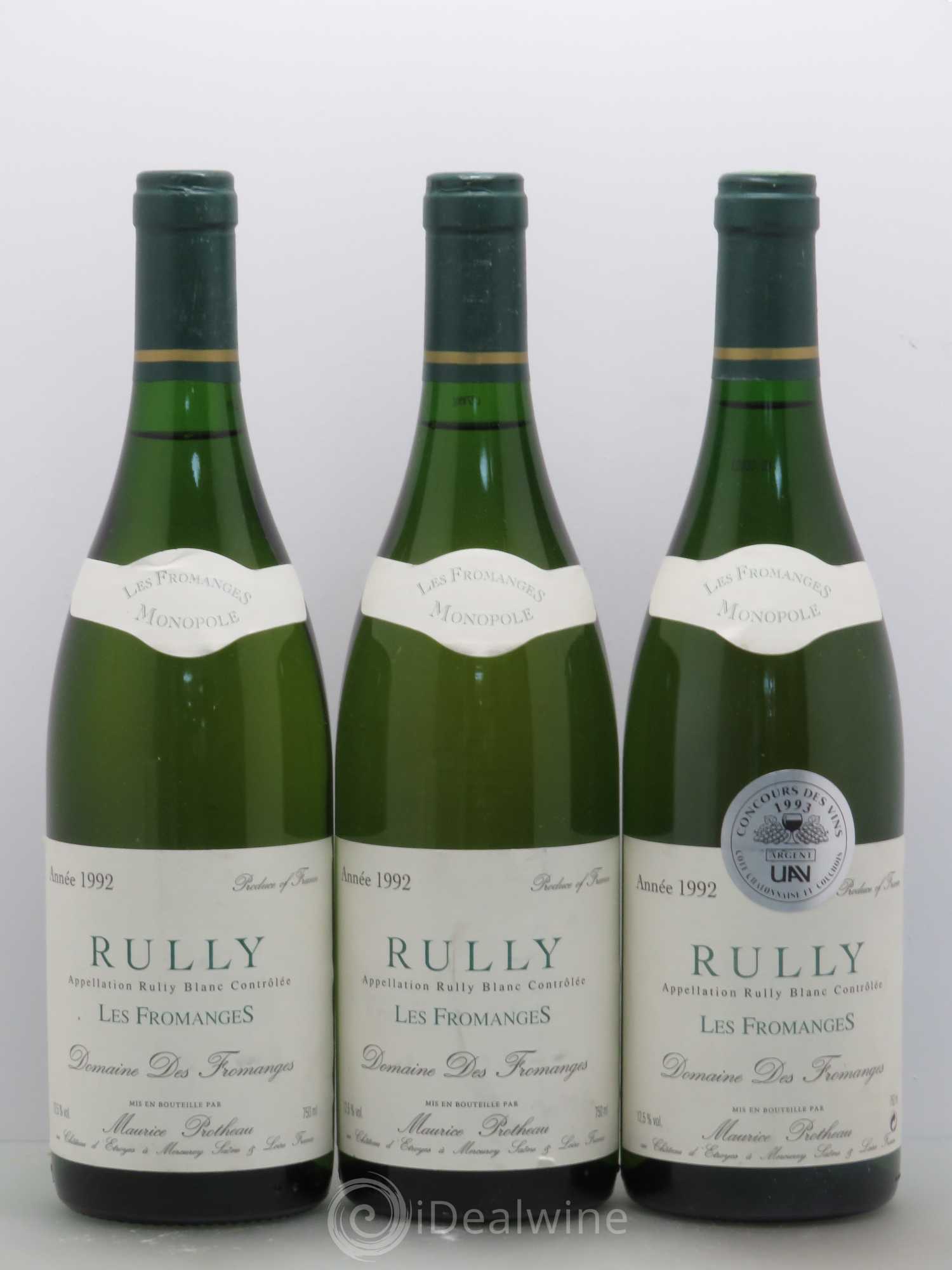 Rully Les Fromanges Maurice Protheau & Fils (sans prix de réserve) 1992 - Posten von 3 Flaschen - 0
