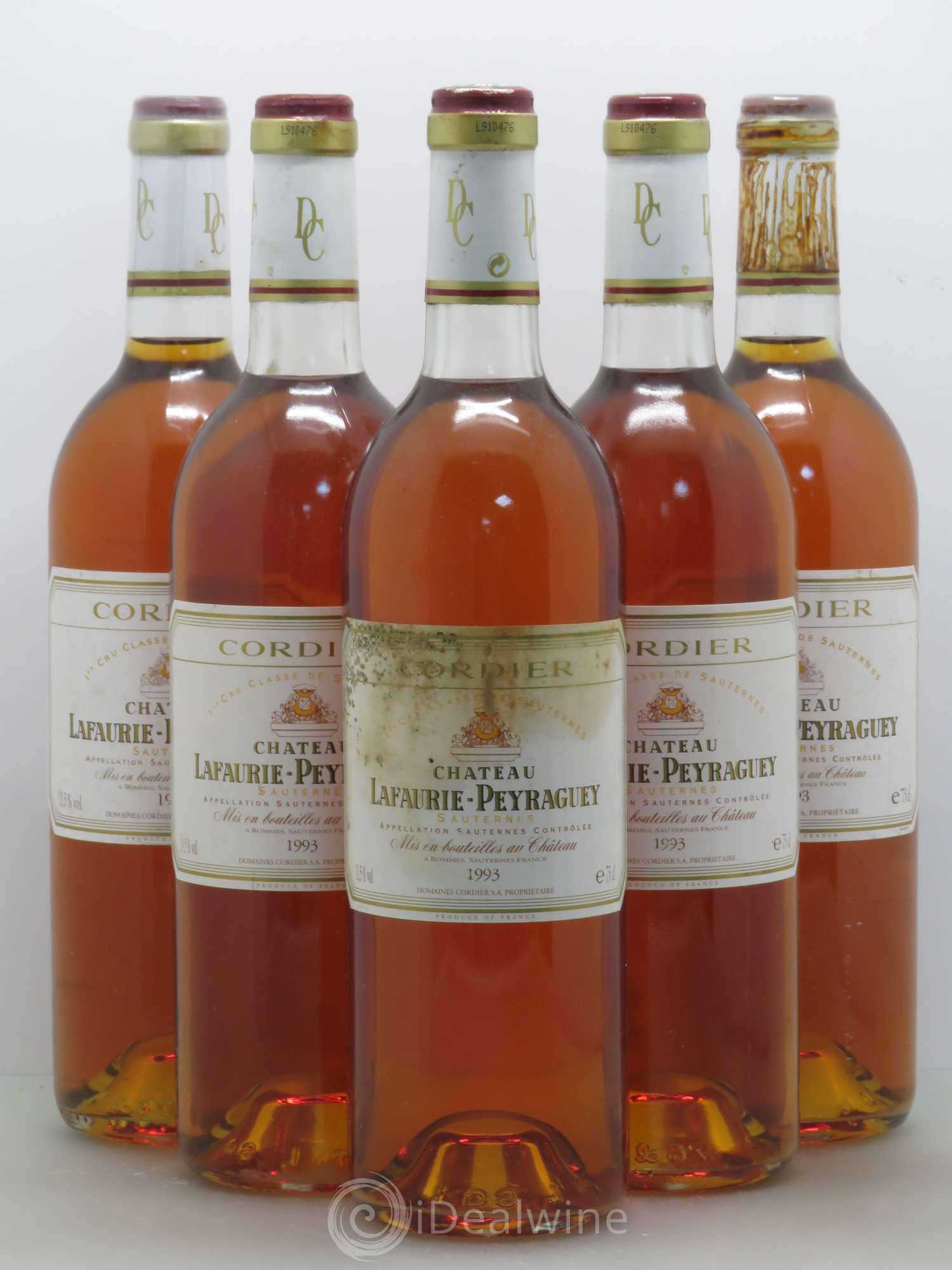 Château Lafaurie-Peyraguey 1er Grand Cru Classé 1993 - Lotto di 5 bottiglie - 0