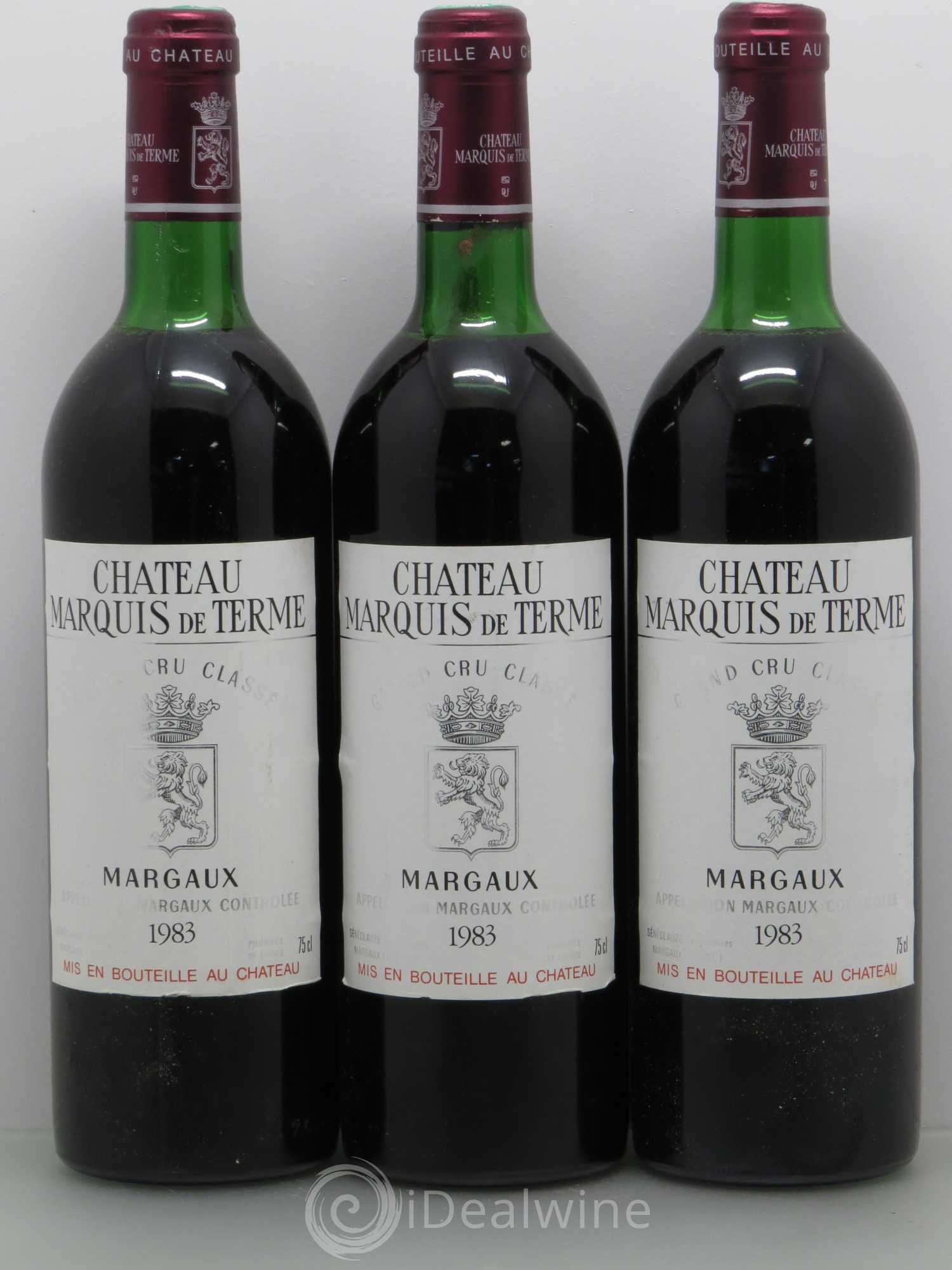 Château Marquis de Terme 4ème Grand Cru Classé 1983 - Lot de 3 bouteilles - 0