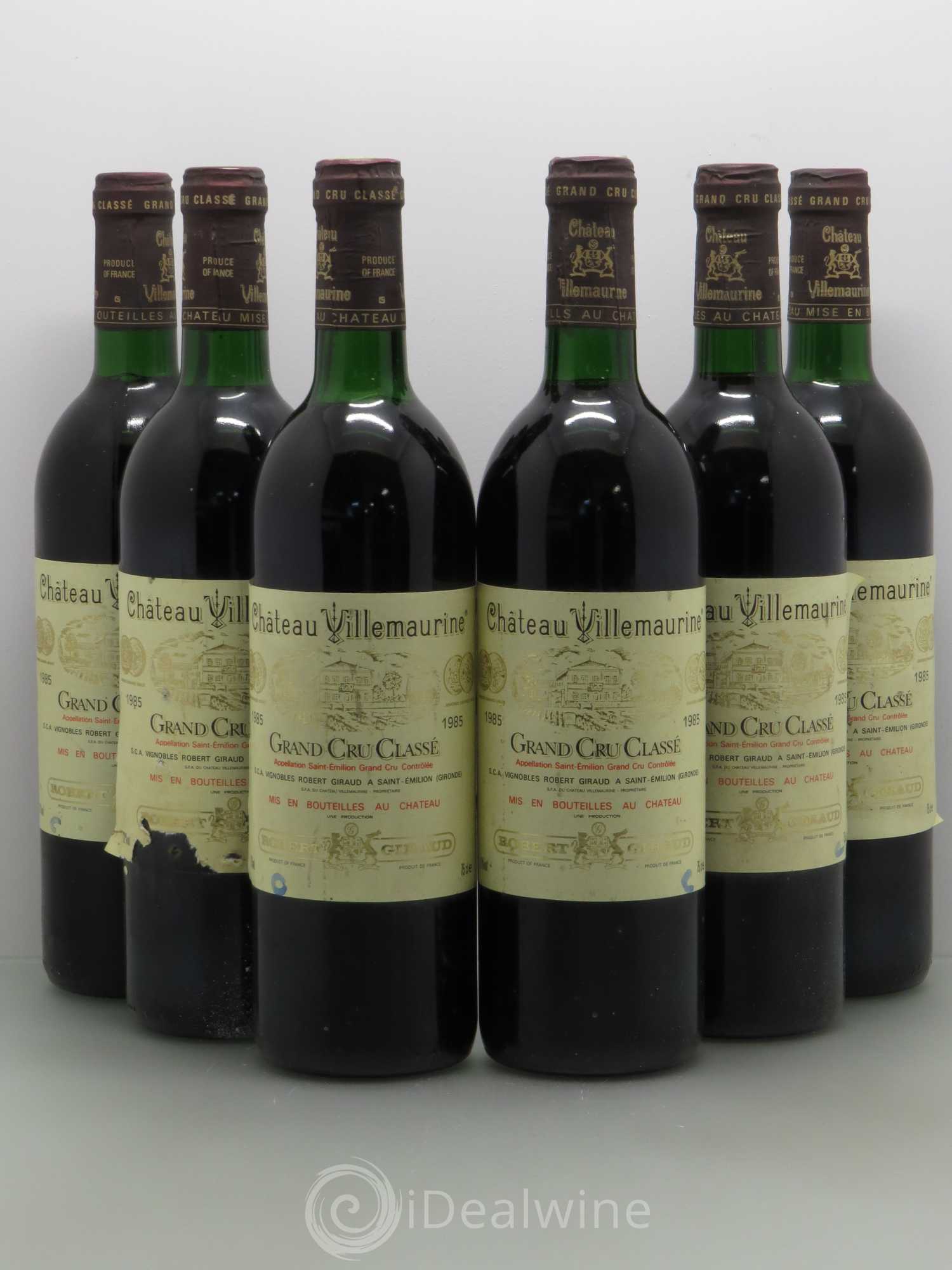 Château Villemaurine Grand Cru Classé 1985 - Lot de 6 bouteilles - 0