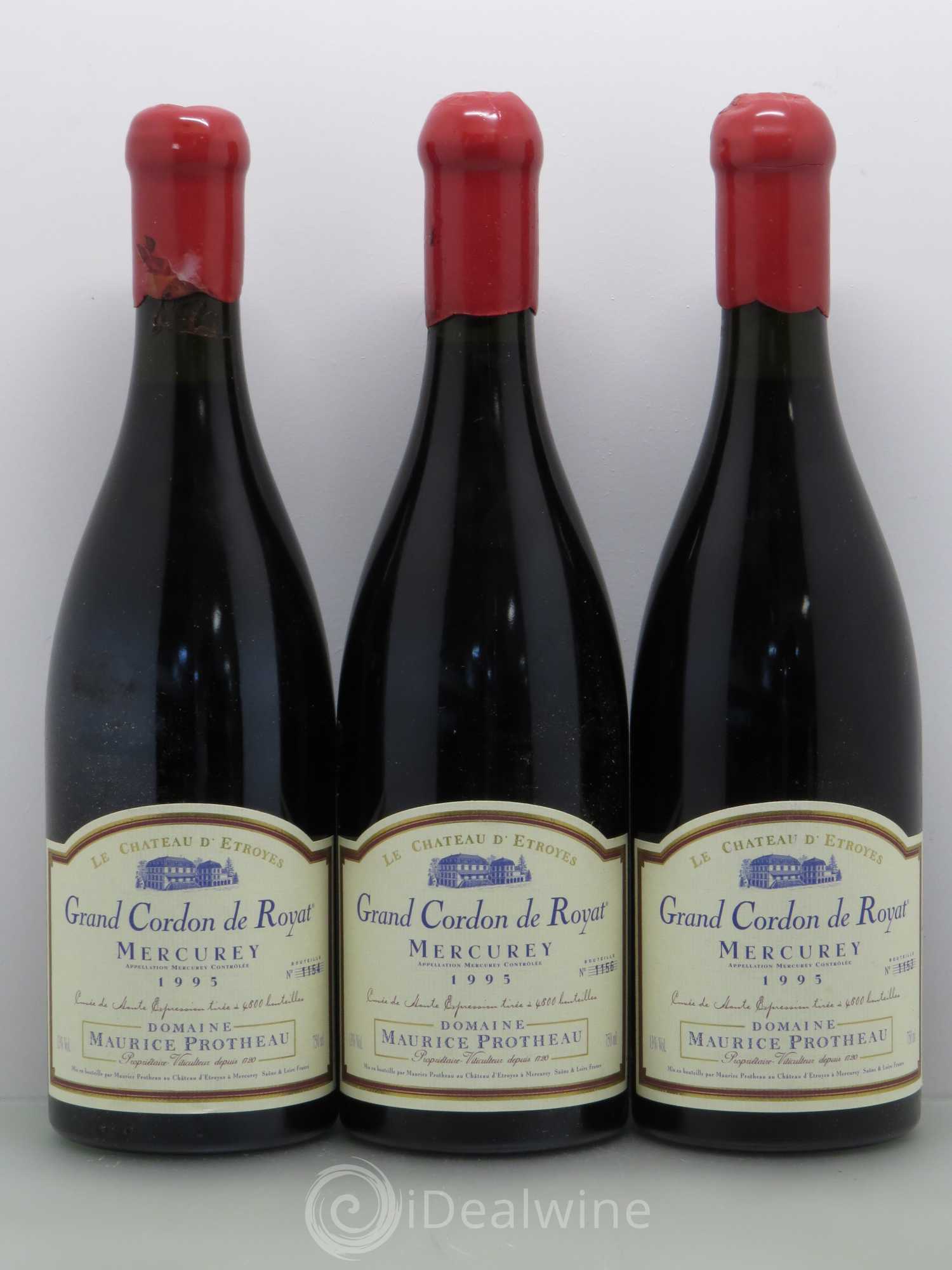 Mercurey Grand Cordon Royal Maurice Protheau (sans prix de réserve) 1995 - Posten von 3 Flaschen - 0