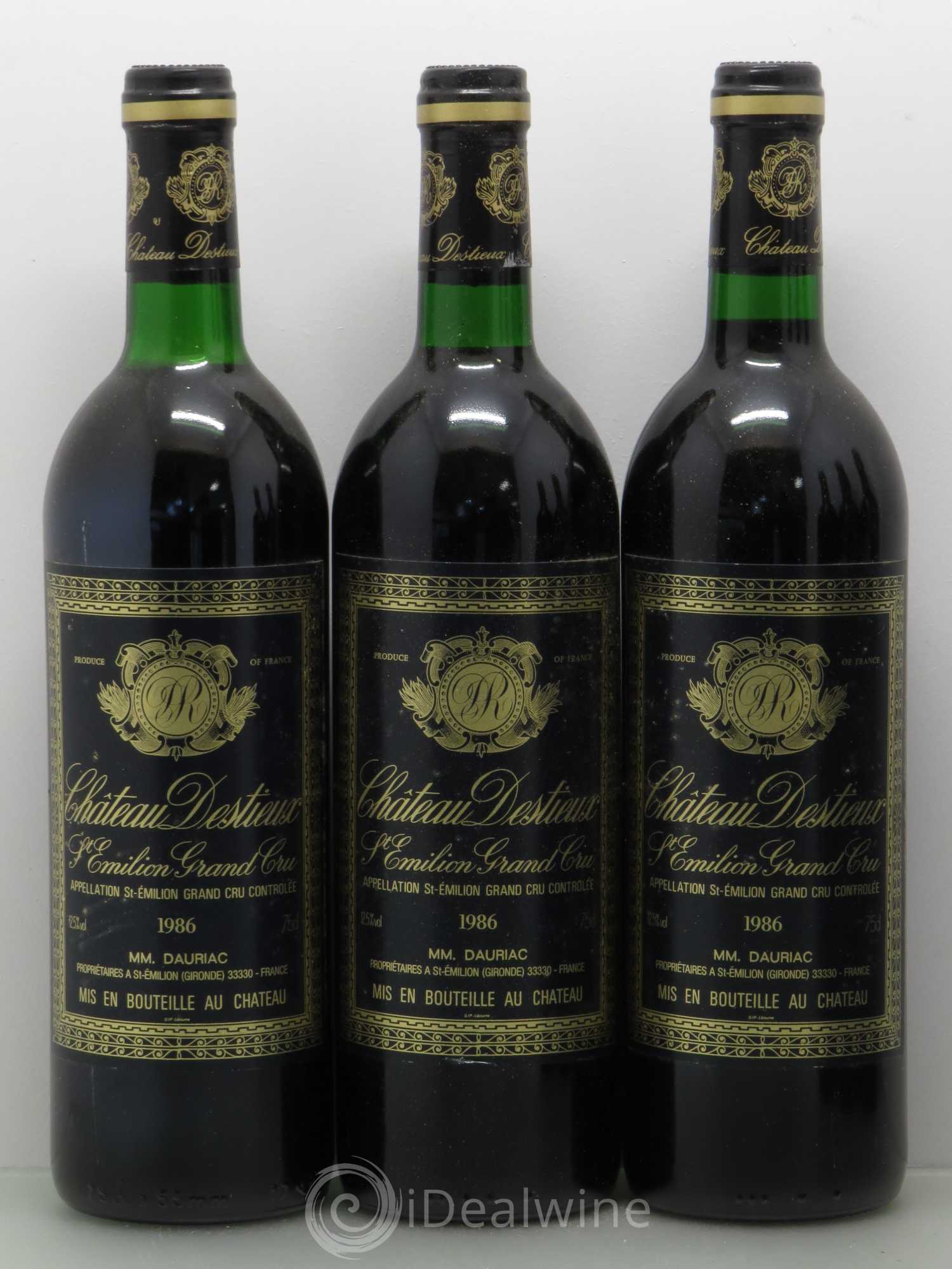 Château Destieux Grand Cru Classé 1986 - Lot de 6 bouteilles - 1