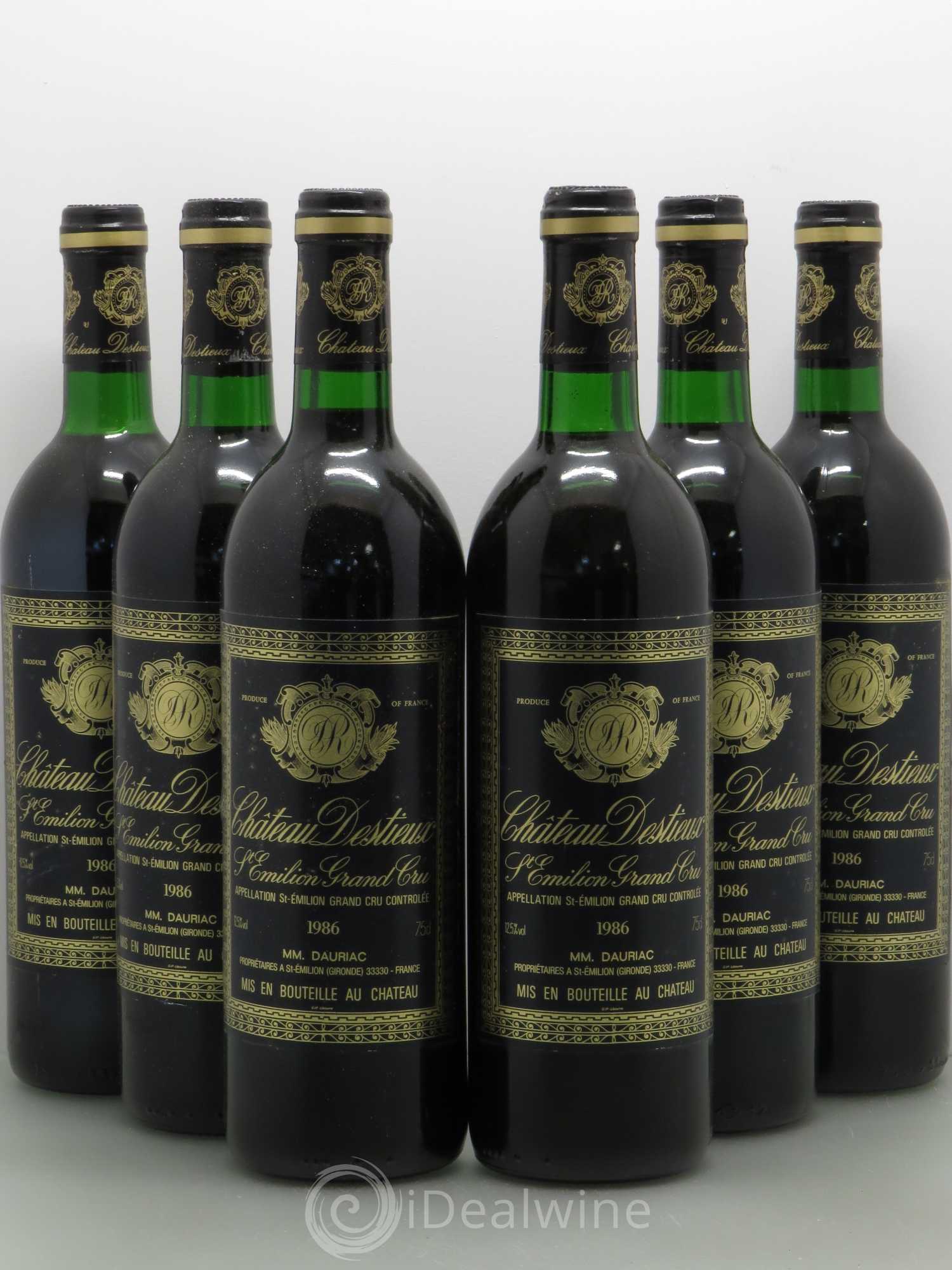 Château Destieux Grand Cru Classé 1986 - Lot de 6 bouteilles - 0