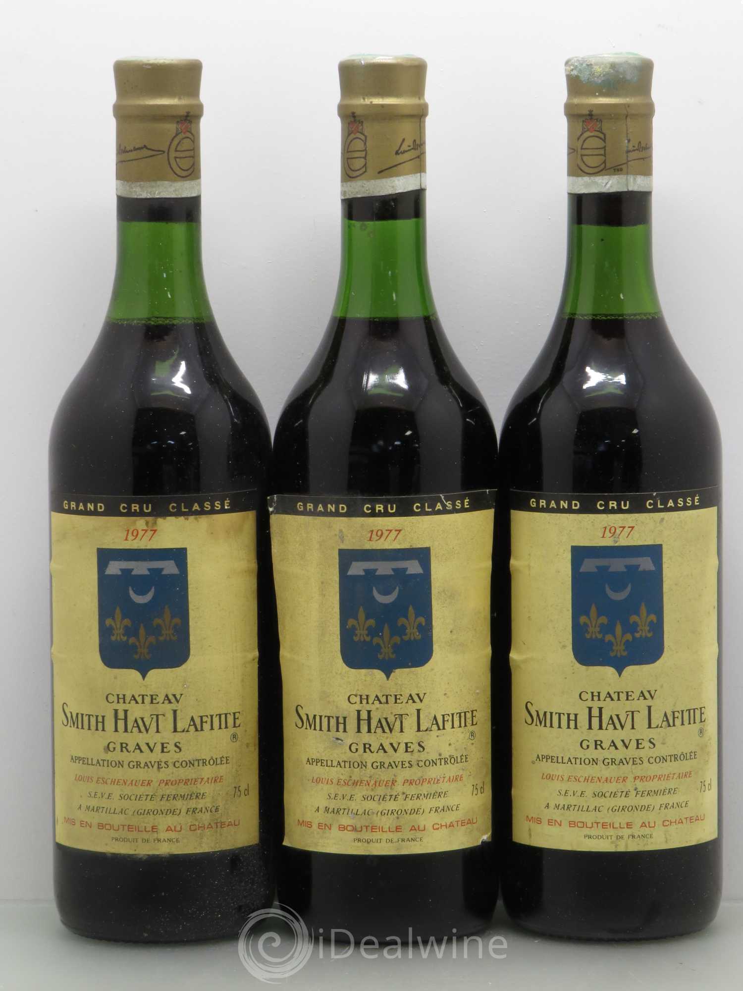 Château Smith Haut Lafitte Cru Classé de Graves 1977 - Lot de 3 bouteilles - 0