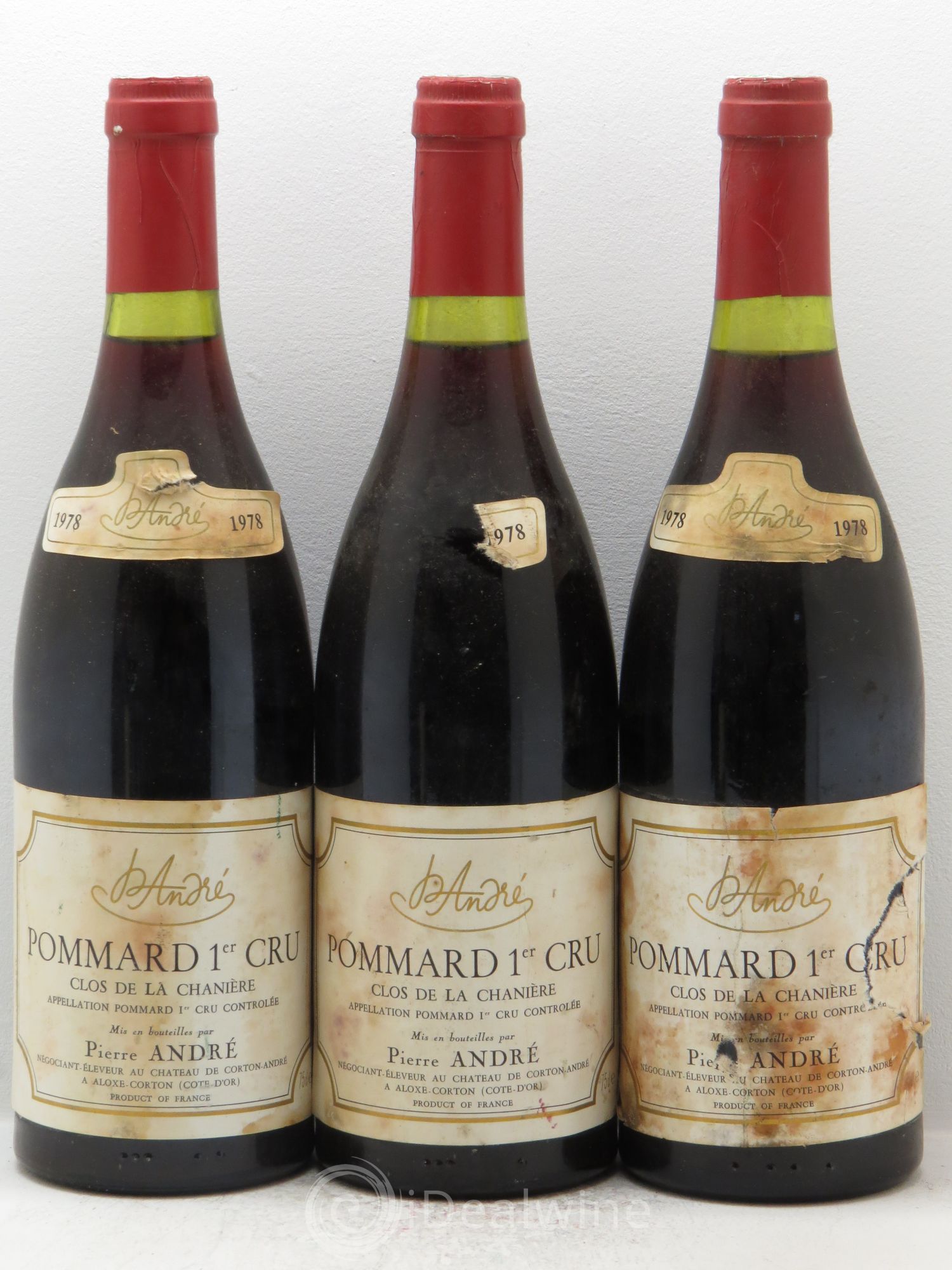 Pommard 1er Cru Clos de la chanière Pierre André 1978 - Posten von 3 Flaschen - 0