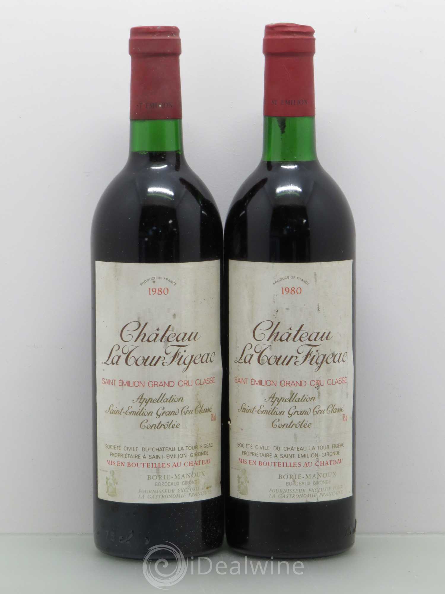 Château la Tour Figeac Grand Cru Classé 1980 - Lot de 2 bouteilles - 0