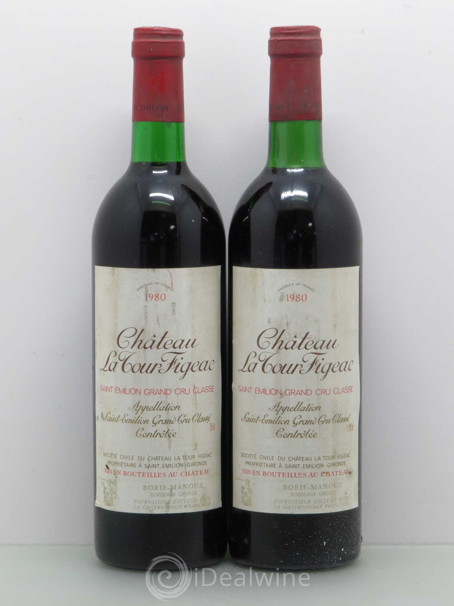 Château la Tour Figeac Grand Cru Classé 1980 - Lot de 2 bouteilles - 0