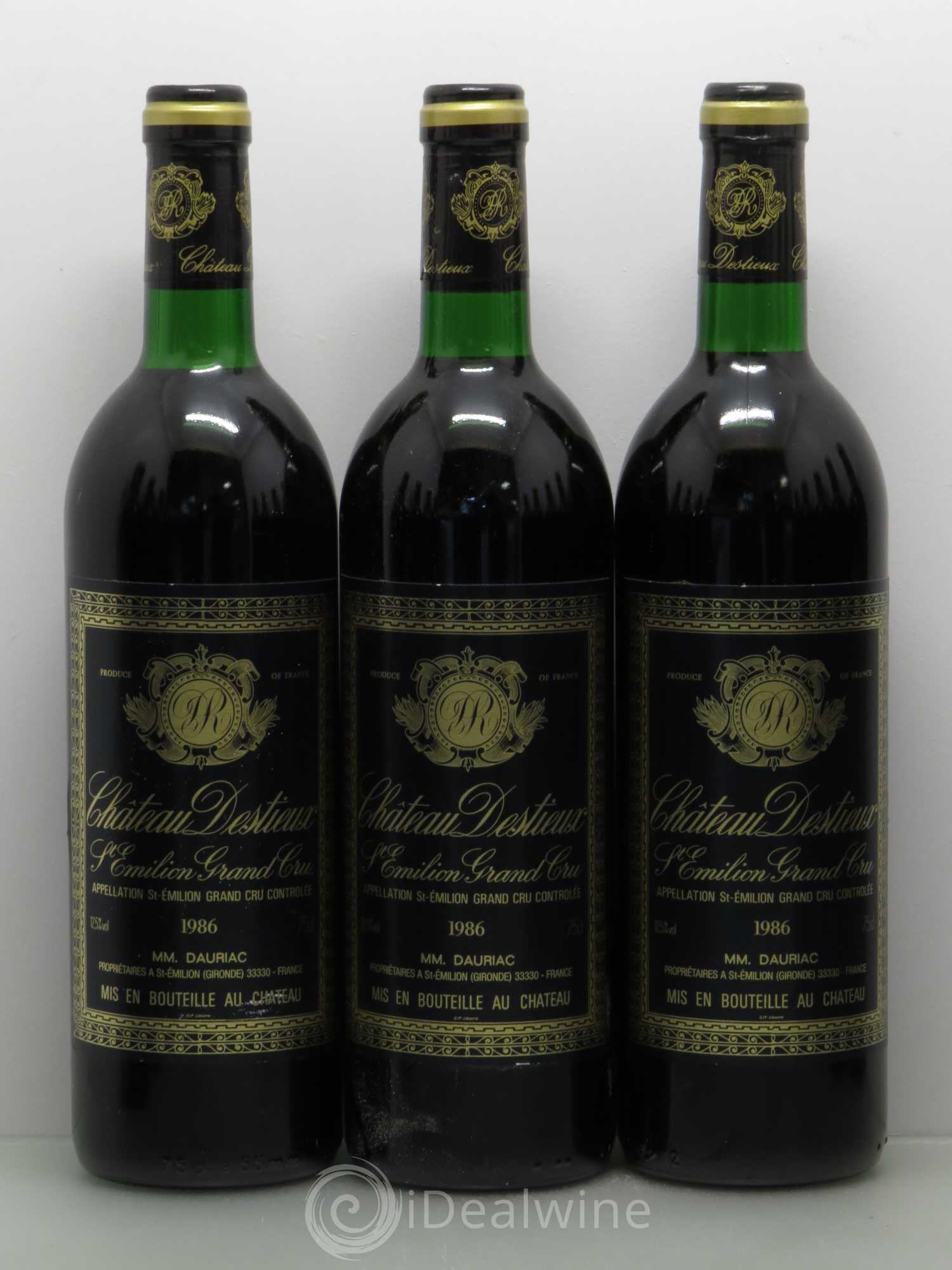 Château Destieux Grand Cru Classé 1986 - Lot de 12 bouteilles - 1
