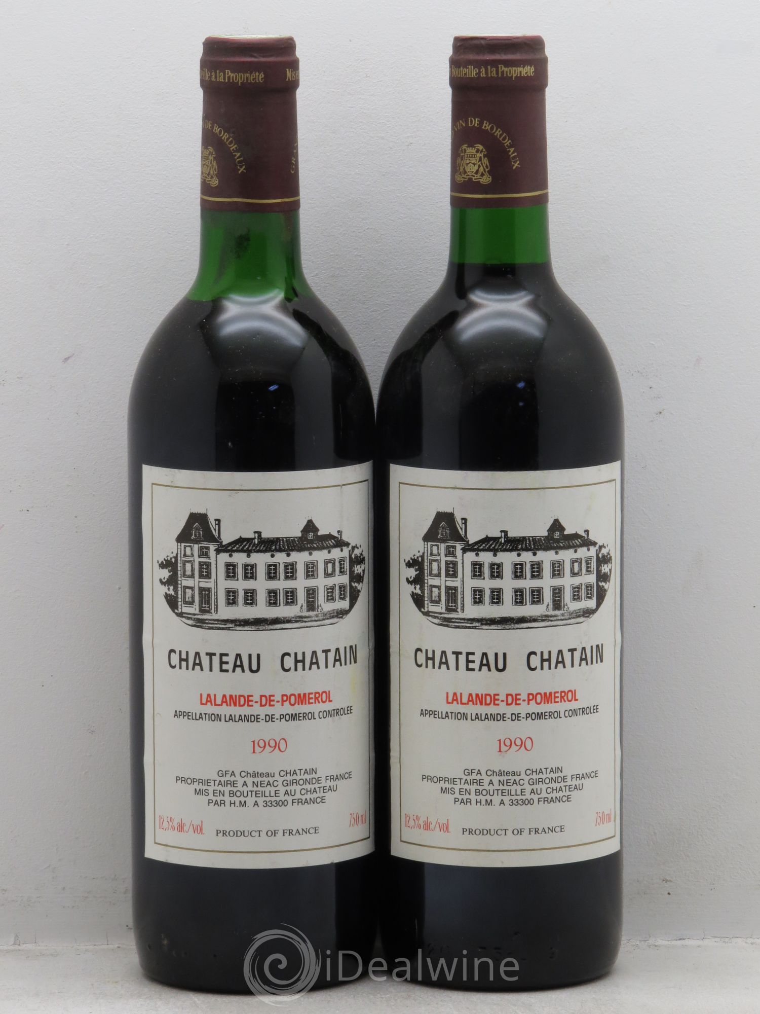 Bordeaux Château Chatain Lalande de Pomerol 1990 - Posten von 2 Flaschen - 0