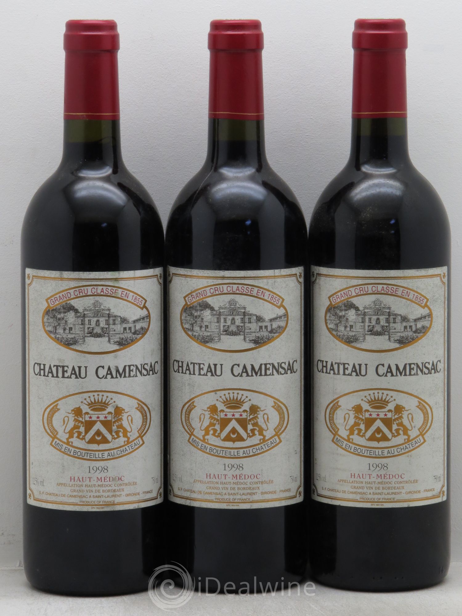Château Camensac 5ème Grand Cru Classé 1998 - Lot de 3 bouteilles - 0