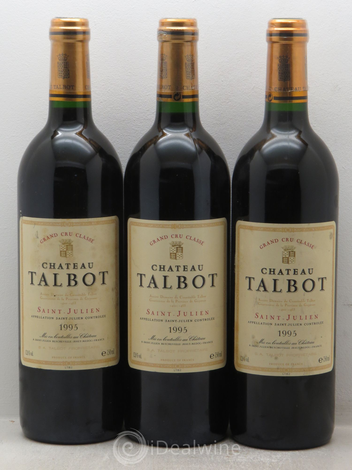 Château Talbot 4ème Grand Cru Classé 1995 - Lot de 3 bouteilles - 0