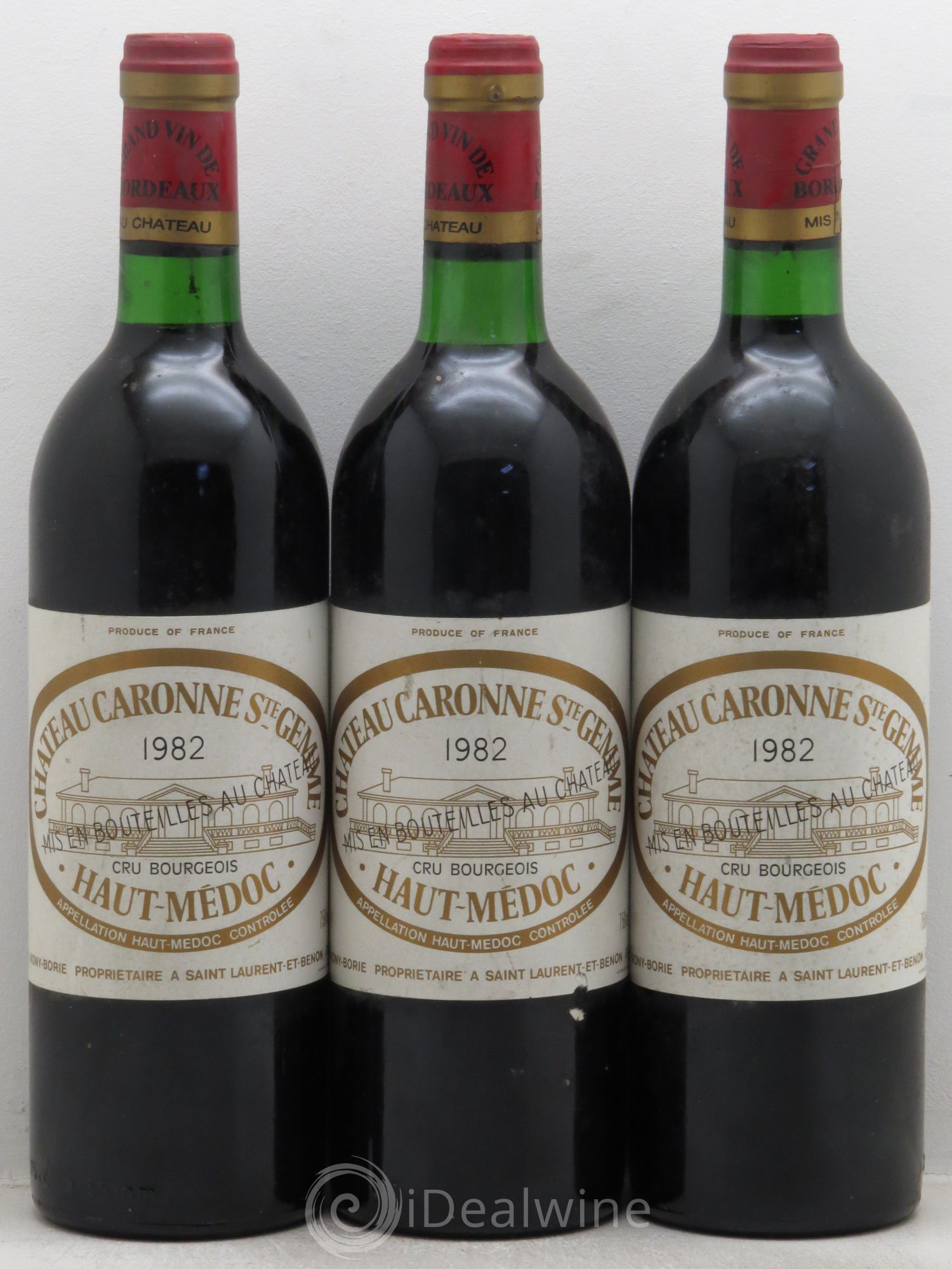 Château Caronne Sainte-Gemme Cru Bourgeois 1982 - Lot de 3 bouteilles - 0