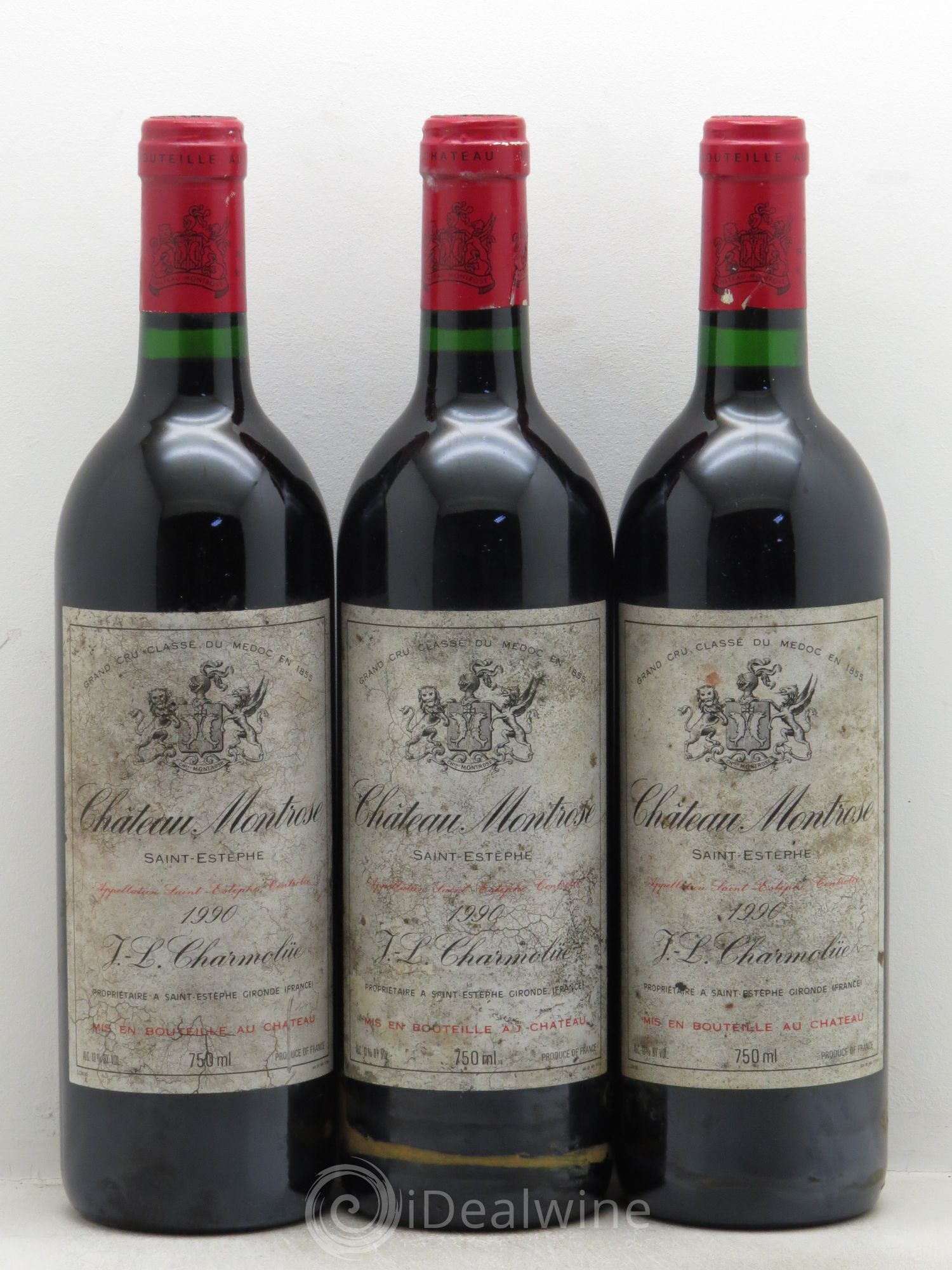Château Montrose 2ème Grand Cru Classé 1990 - Lot de 3 bouteilles - 0