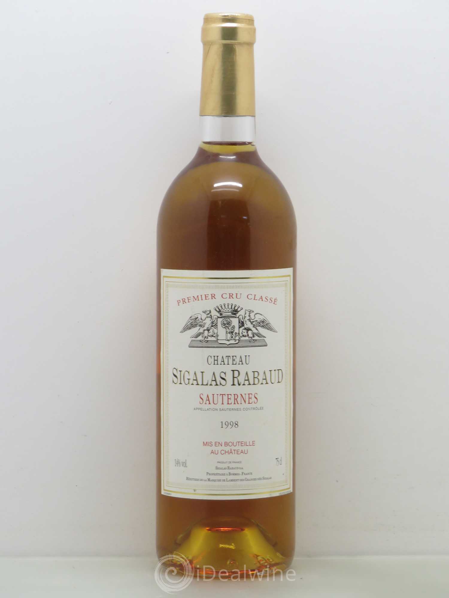 Château Sigalas Rabaud 1er Grand Cru Classé (senza prezzo di riserva) 1998 - Lotto di 1 bottiglia - 0