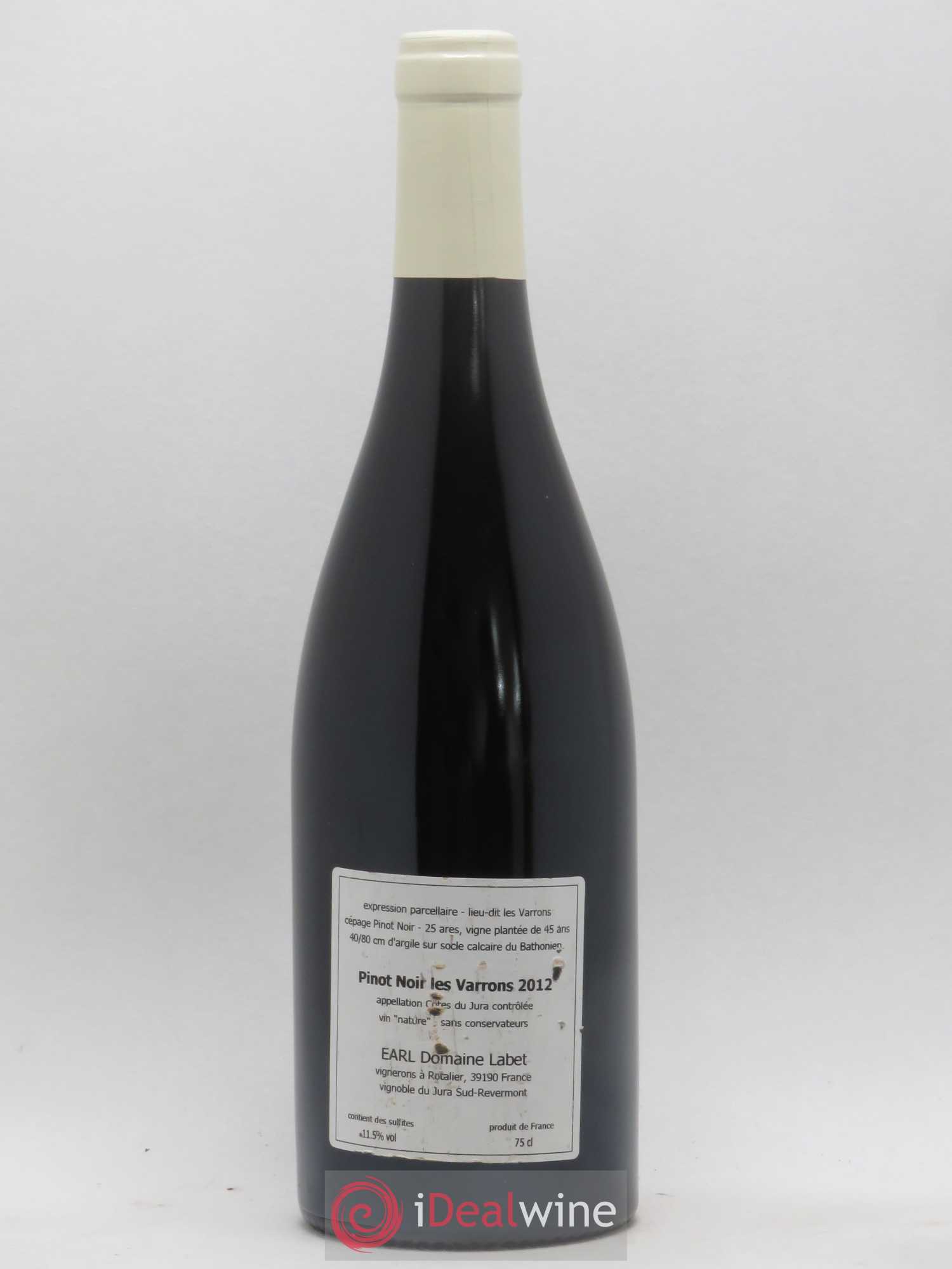Côtes du Jura Pinot Noir Les Varrons Sélection Massale Romain - Julien - Charline Labet (sans prix de réserve) 2012 - Lot de 1 bouteille - 1