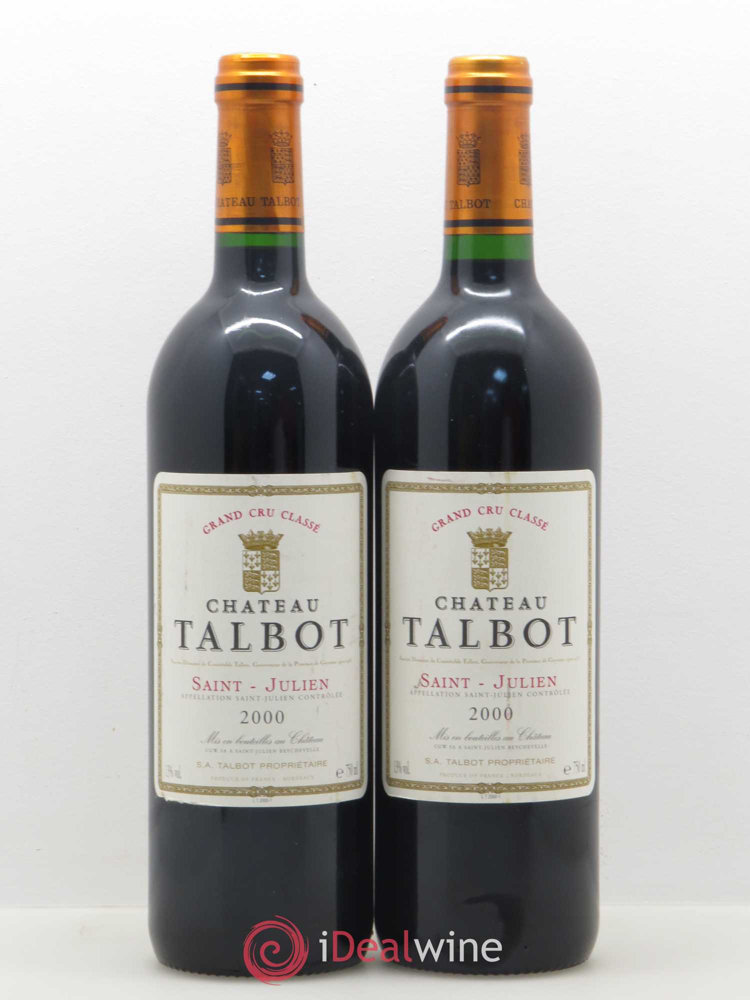 Château Talbot 4ème Grand Cru Classé 2000 - Lot de 2 bouteilles - 0