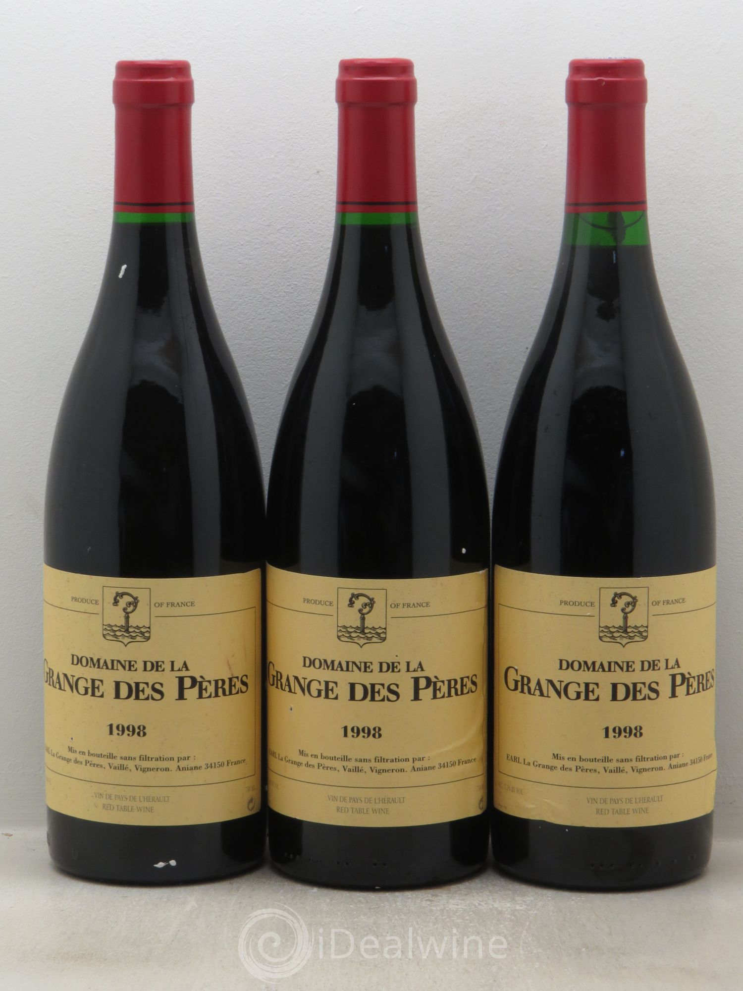 Pays d'Hérault Grange des Pères Laurent Vaillé 1998 - Lot de 3 bouteilles - 0