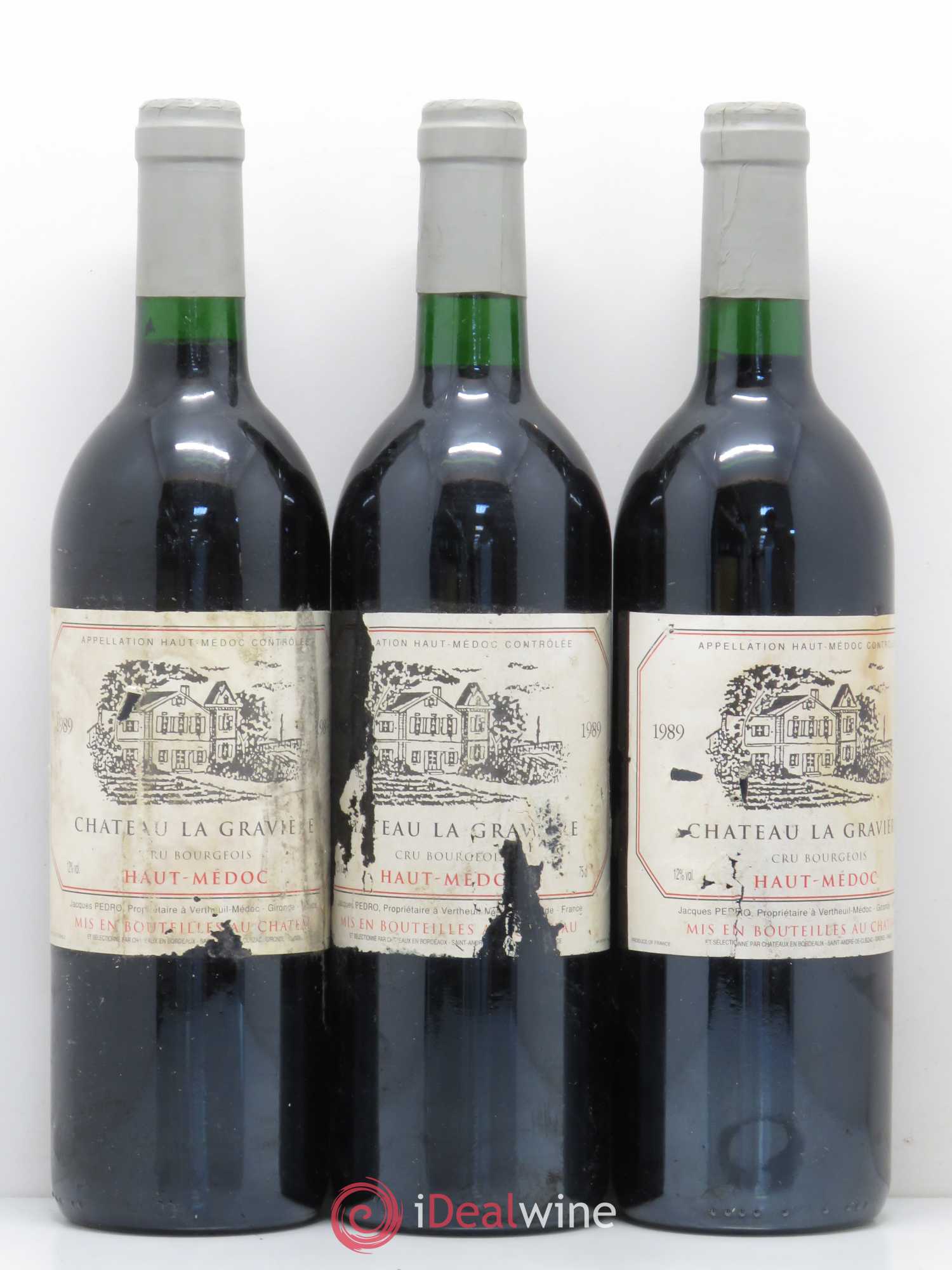 Bordeaux Haut-Médoc Château La Graviere 1989 - Posten von 3 Flaschen - 0