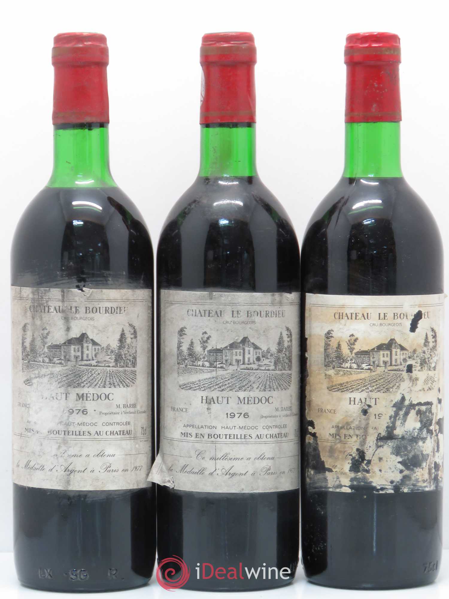 Château le Bourdieu Cru Bourgeois (sans prix de réserve) 1976 - Lot de 3 bouteilles - 0