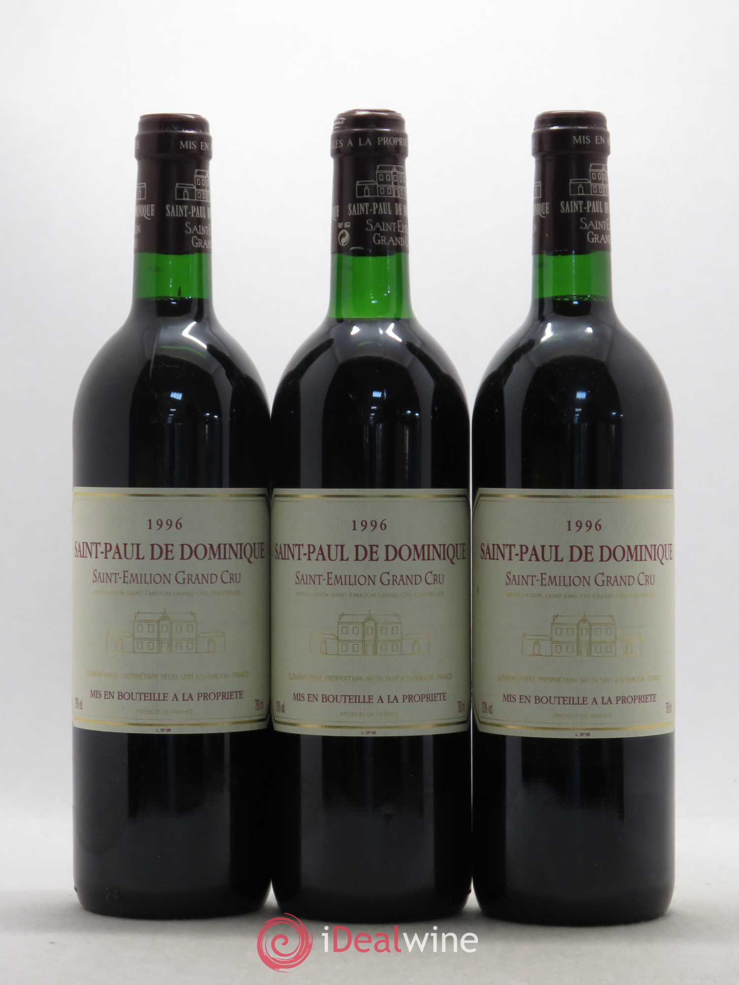 Saint-Émilion Grand Cru Château Saint Paul de Dominique 1996 - Posten von 3 Flaschen - 0