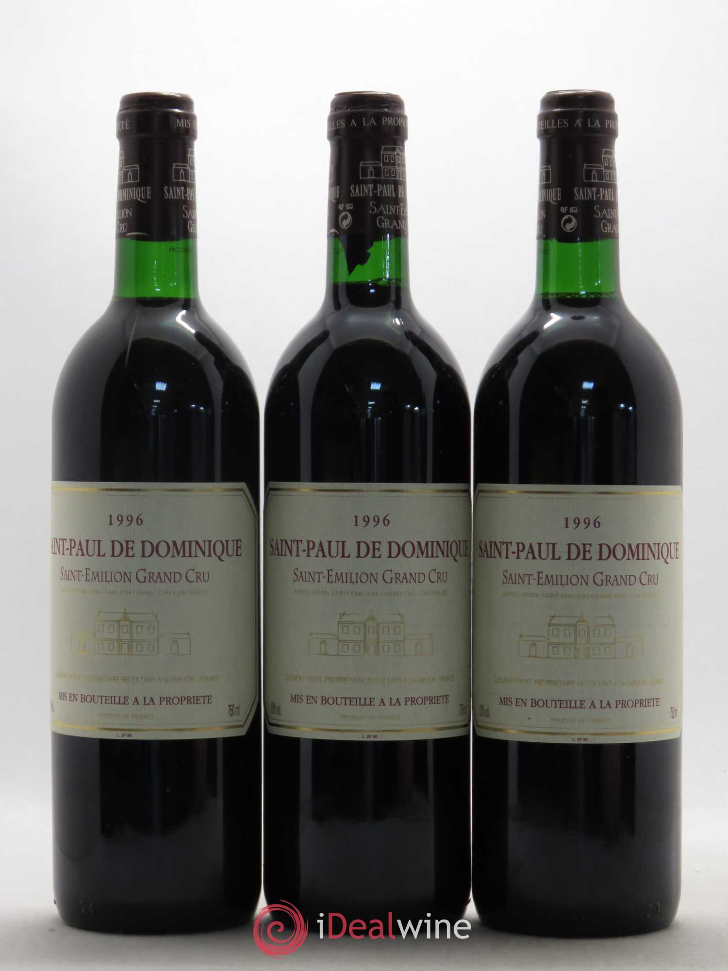 Saint-Émilion Grand Cru Château Saint Paul de Dominique 1996 - Posten von 3 Flaschen - 0