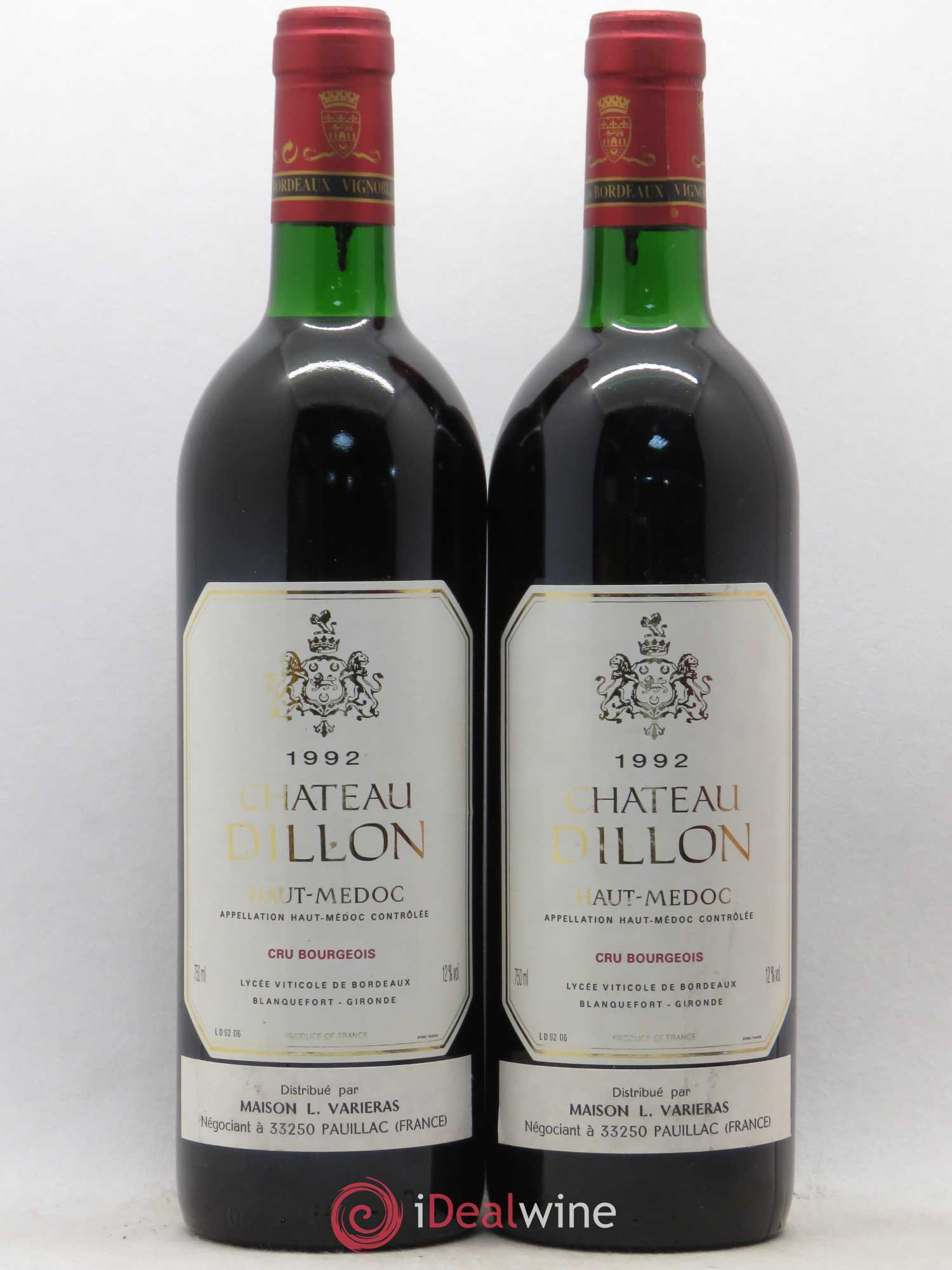 Château Dillon Cru Bourgeois 1992 - Lot de 2 bouteilles - 0