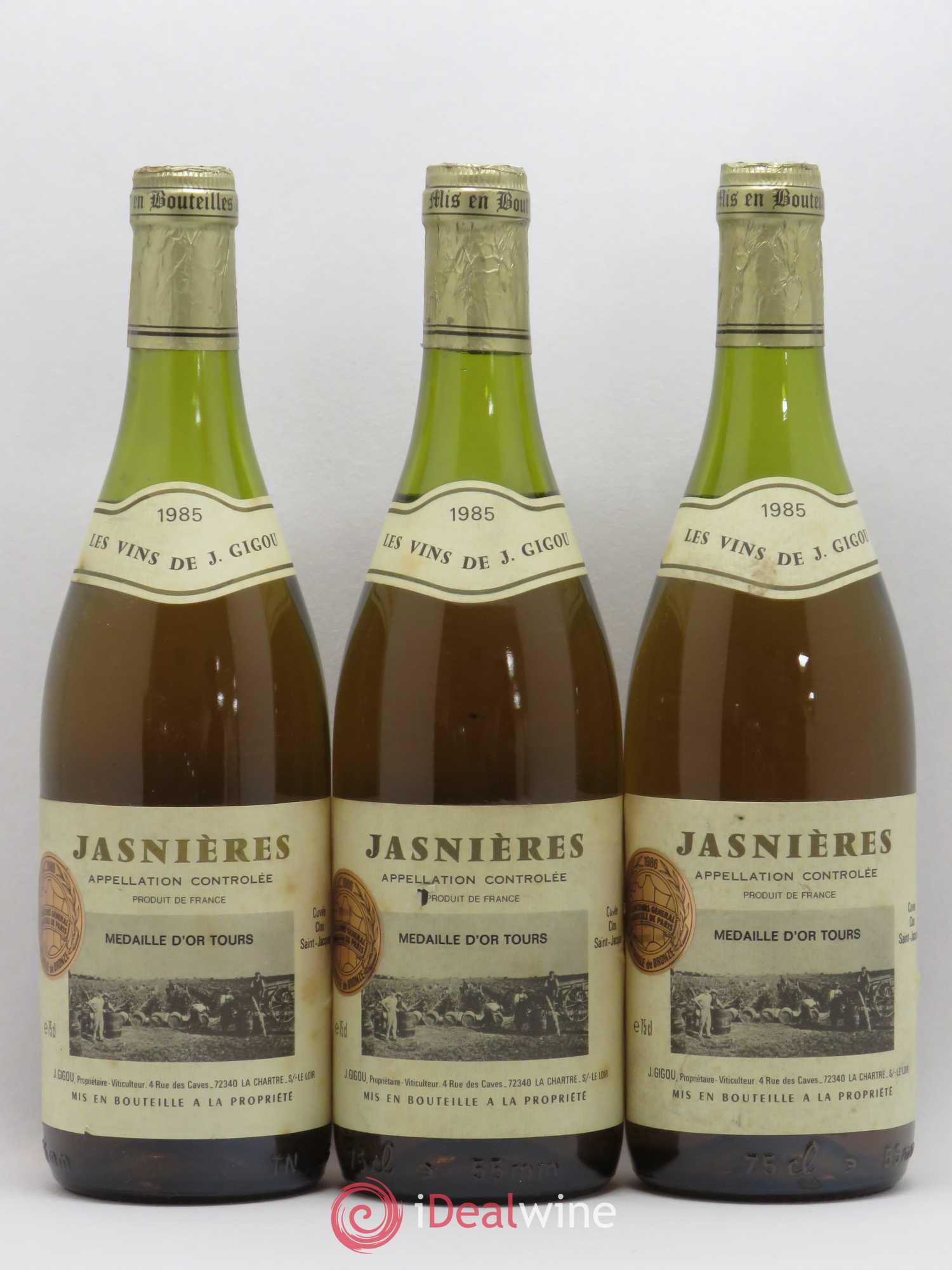 Jasnières Cuvée Clos Saint-Jacques J.Gigou (sans prix de réserve) 1985 - Posten von 3 Flaschen - 0
