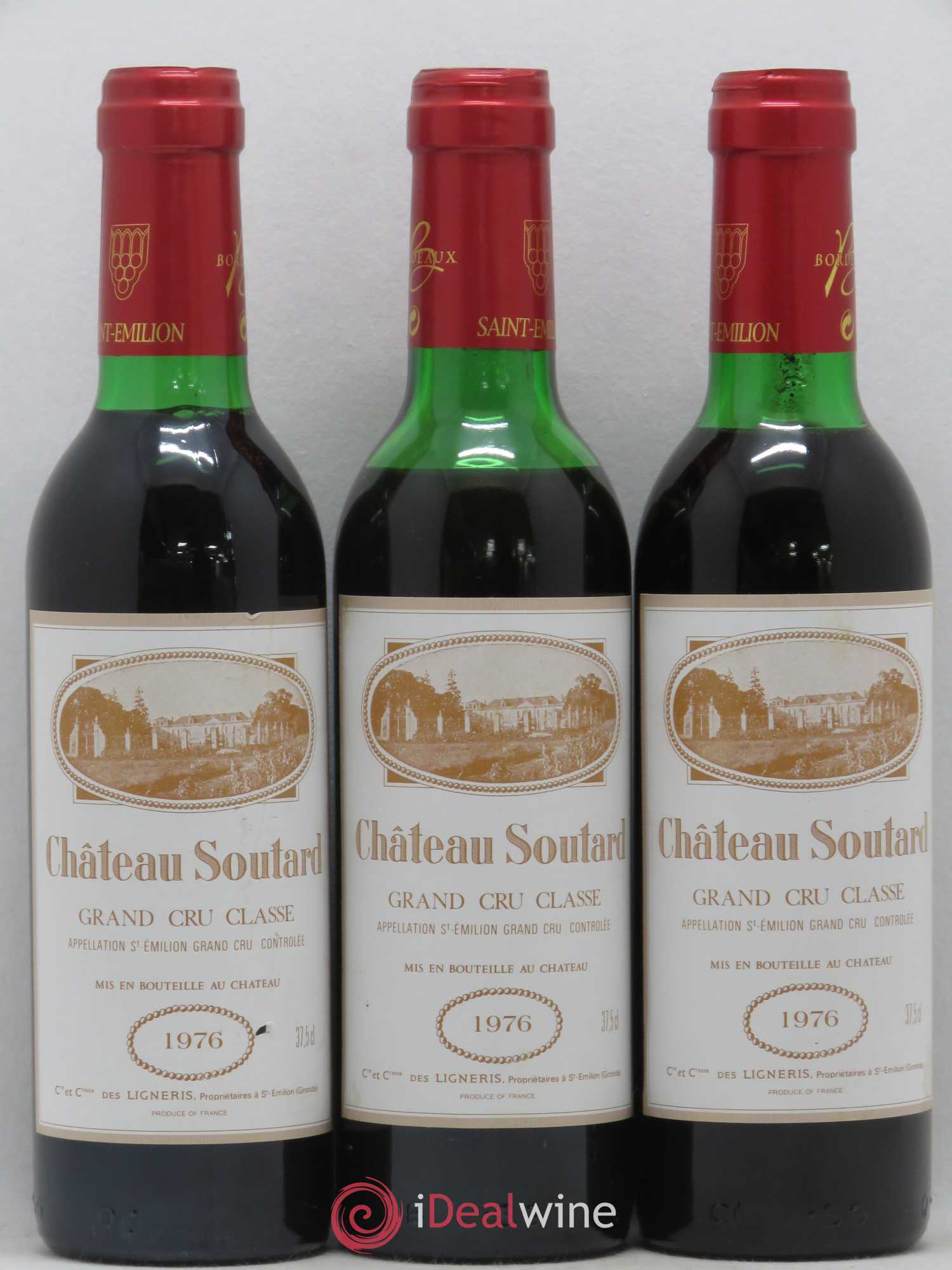 Château Soutard Grand Cru Classé 1976 - Lot de 3 demi bouteilles - 0