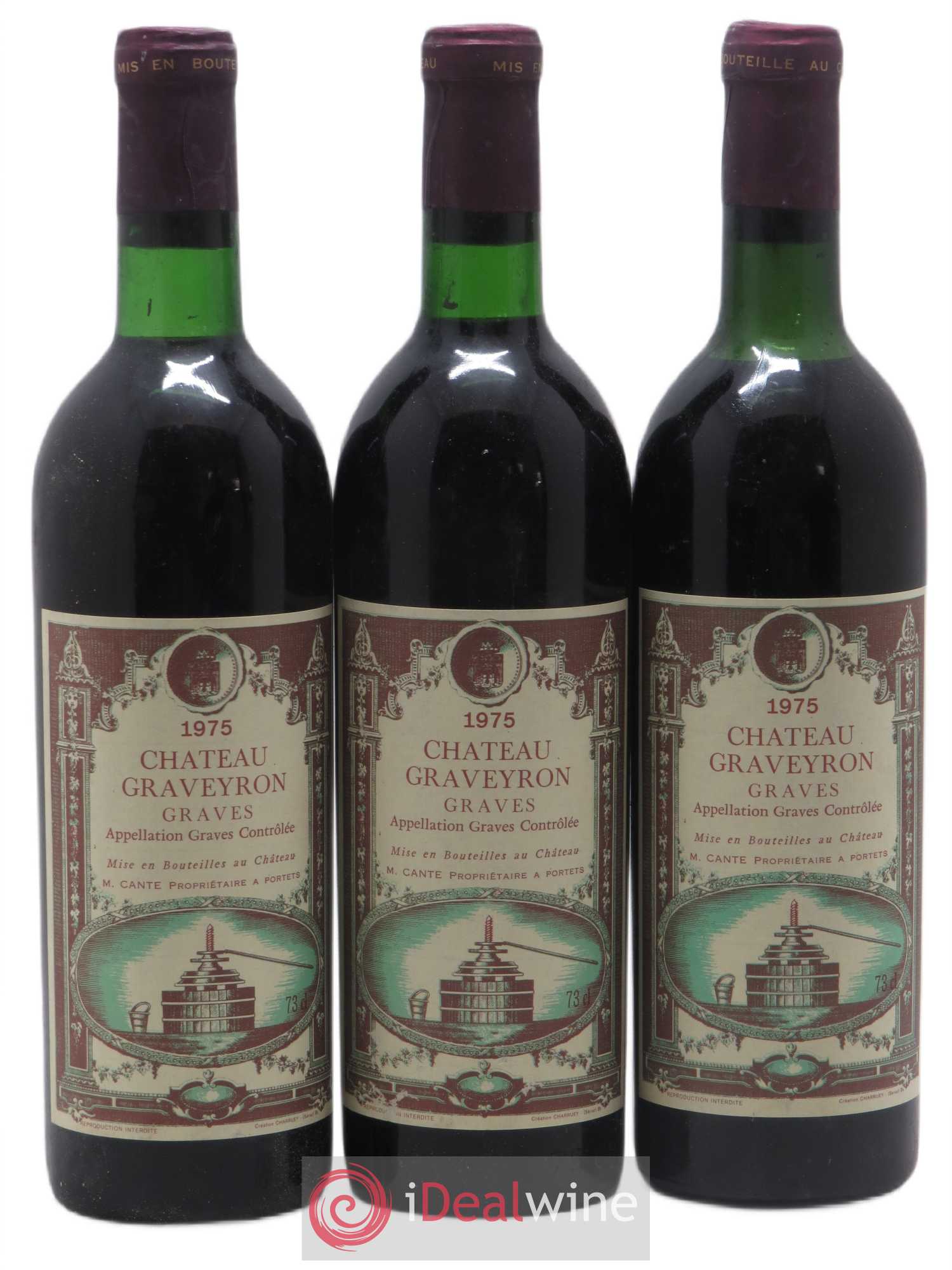 Graves Château Graveyron (sans prix de réserve) 1975 - Posten von 3 Flaschen - 0