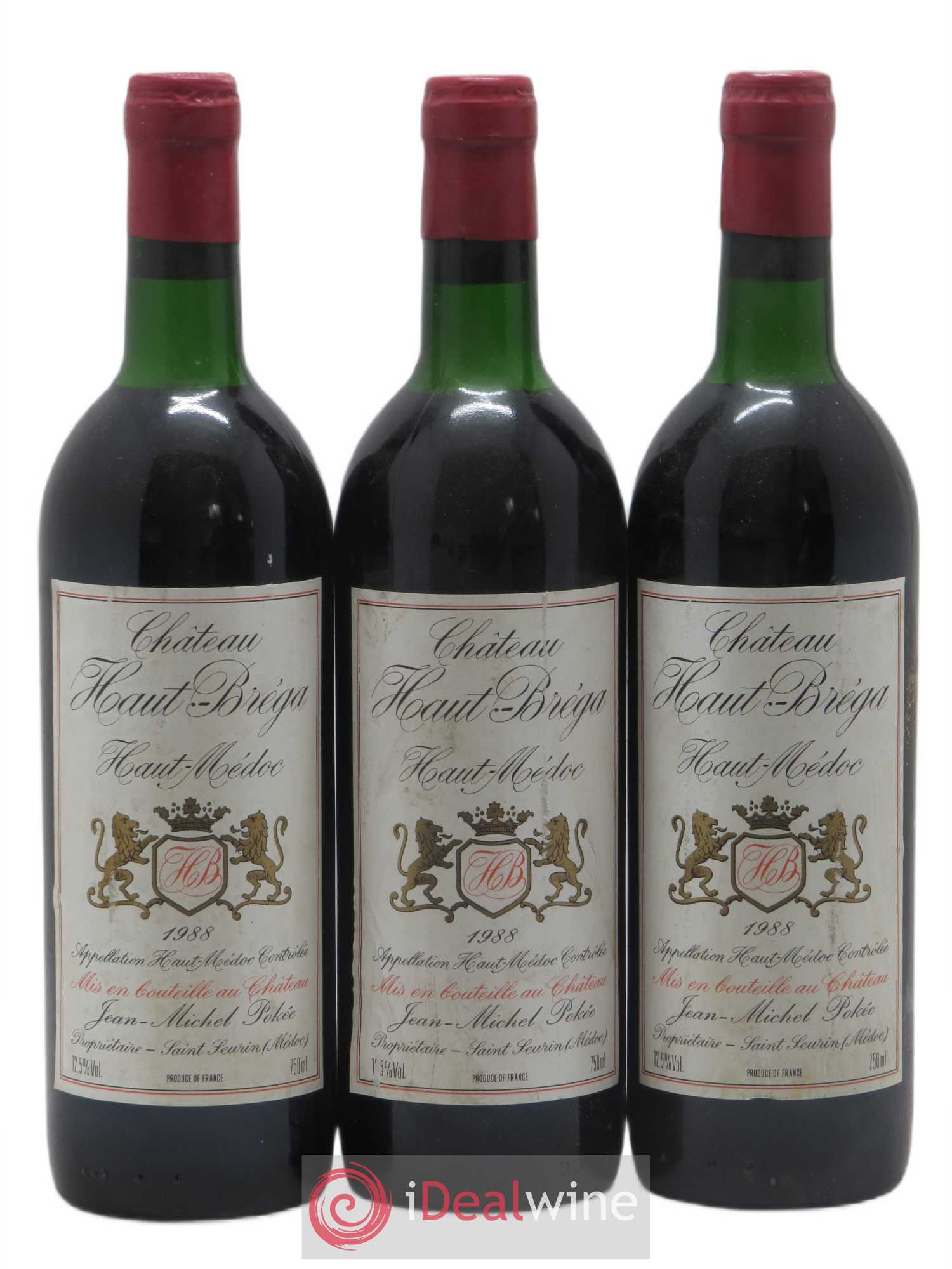 Haut Médoc Château Haut-Brega (sans prix de réserve) 1988 - Posten von 3 Flaschen - 0