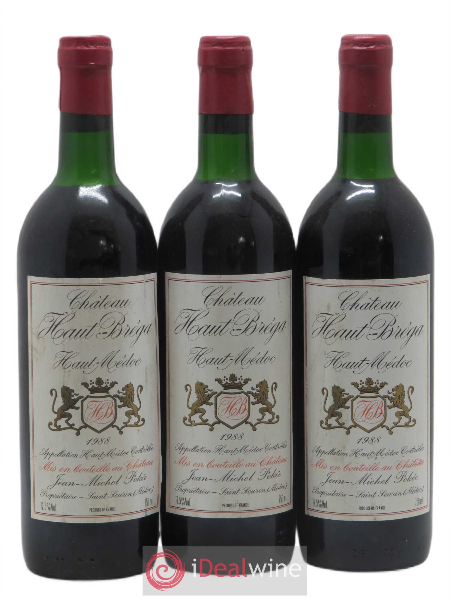 Haut Médoc Château Haut-Brega (sans prix de réserve) 1988 - Posten von 3 Flaschen - 0