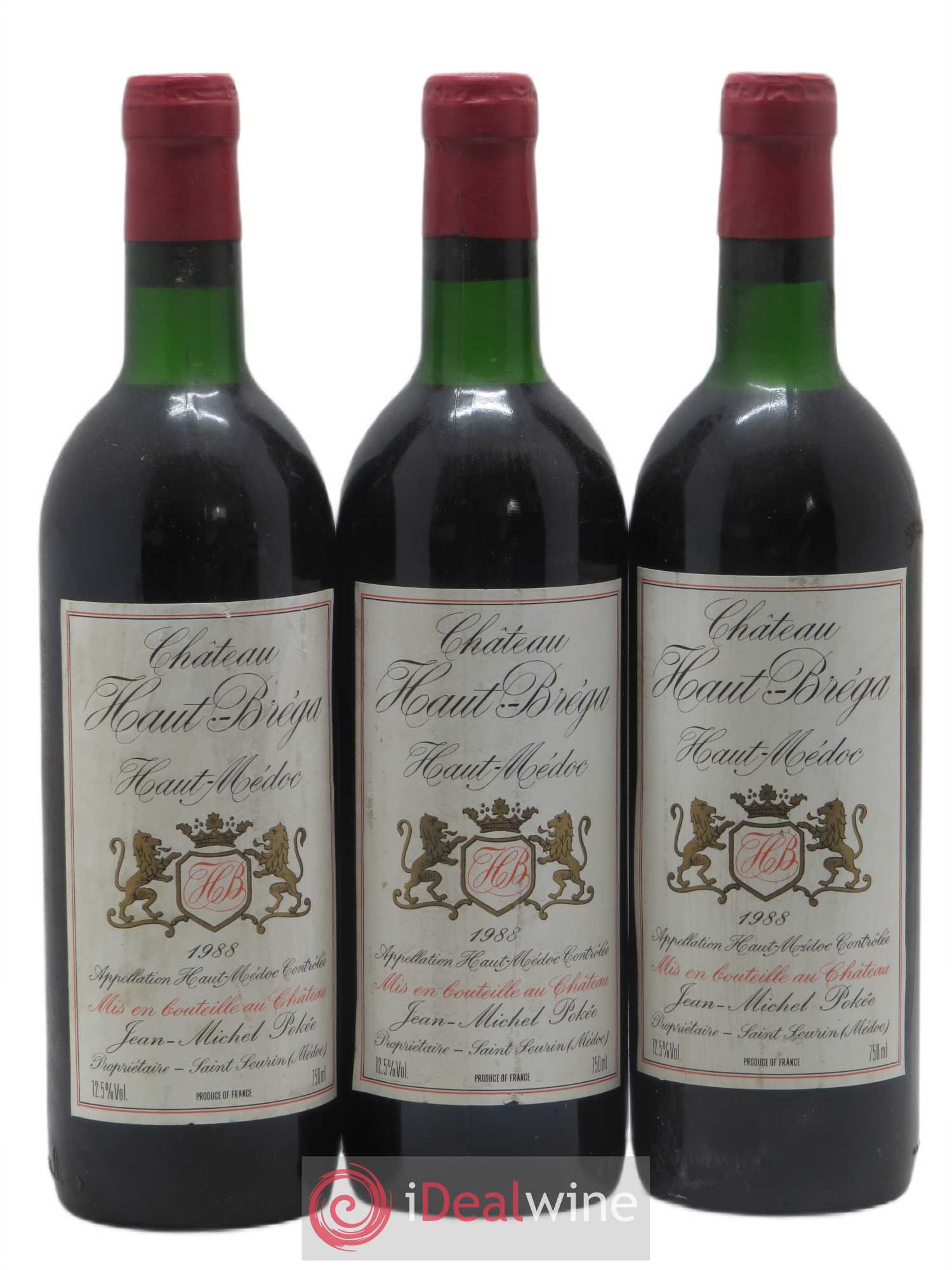 Haut Médoc Château Haut-Brega (sans prix de réserve) 1988 - Posten von 3 Flaschen - 0