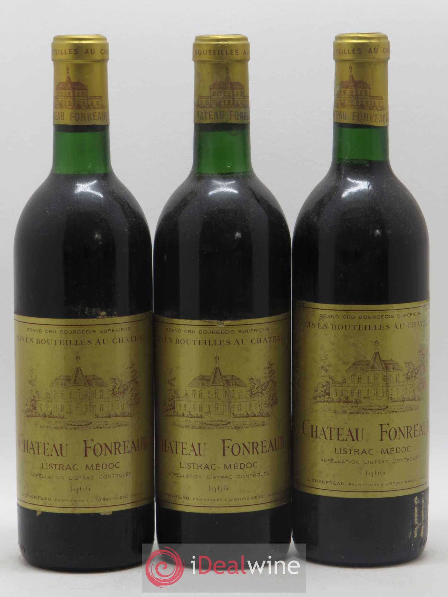 Château Fonréaud Cru Bourgeois 1966 - Lot de 3 bouteilles - 0