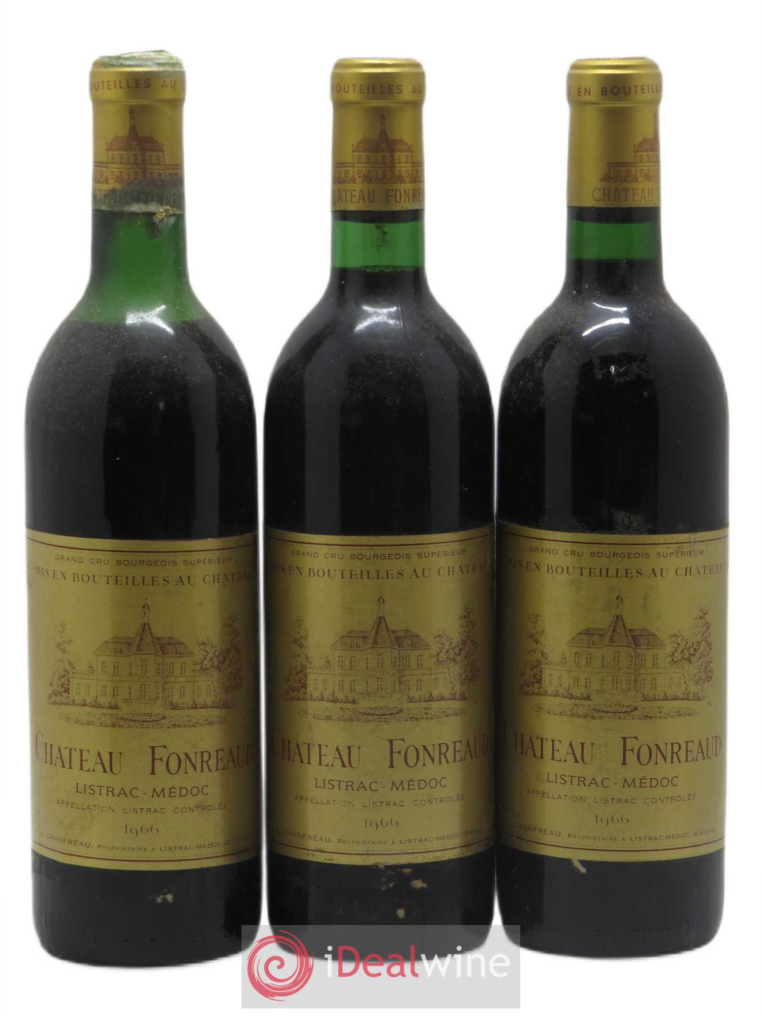 Château Fonréaud Cru Bourgeois 1966 - Lot de 3 bouteilles - 0