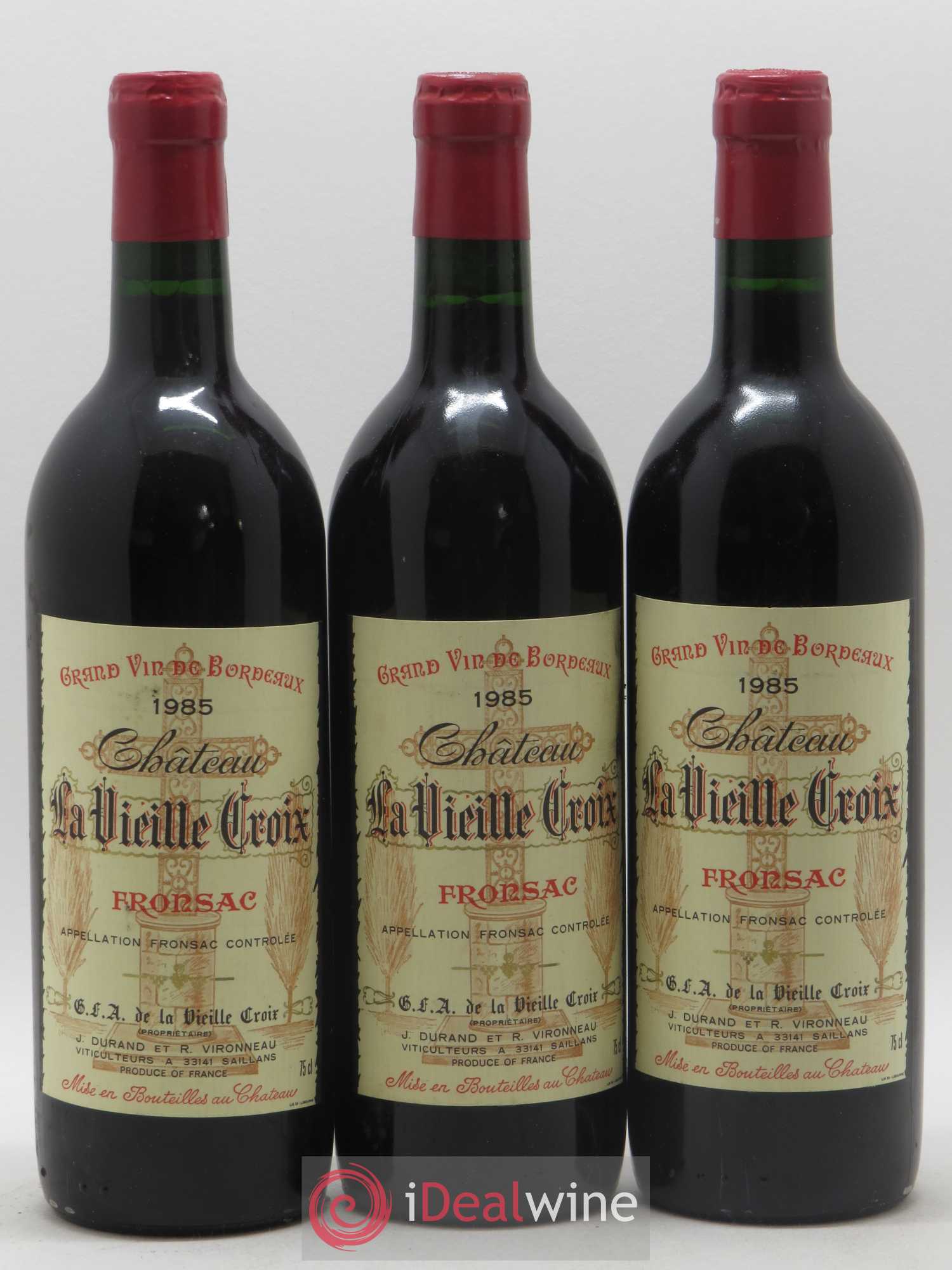 Fronsac Vieille Croix 1985 - Posten von 3 Flaschen - 0